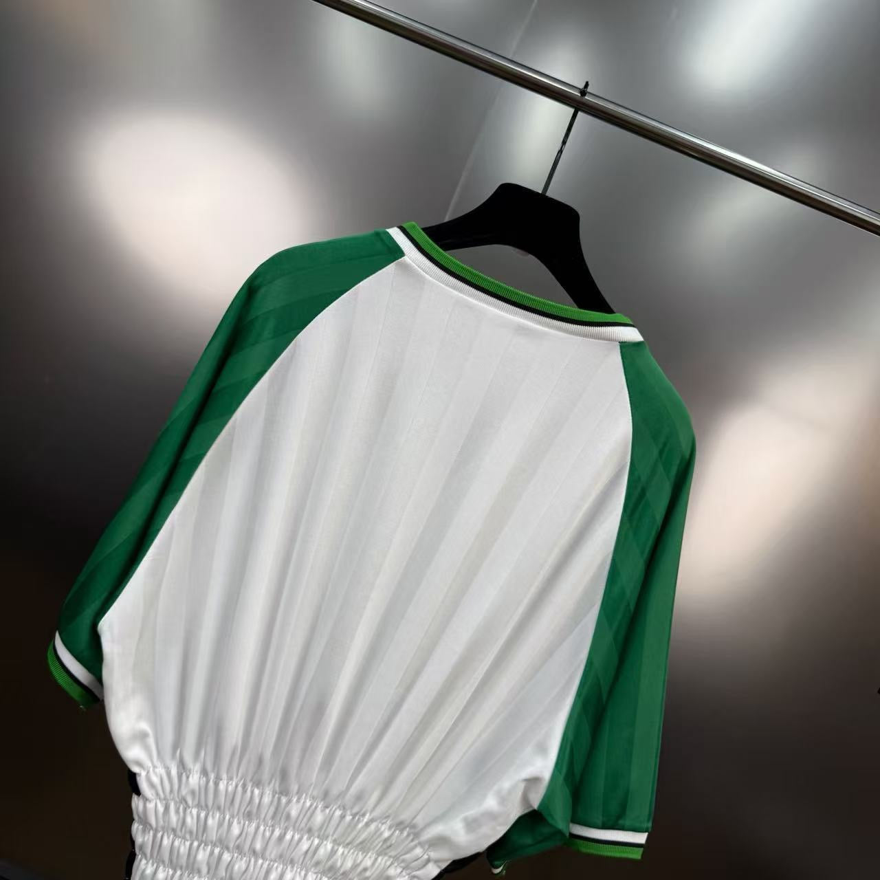 BACKINDI Smocked Panel Football-Inspired Jersey Top – Multi Colors
