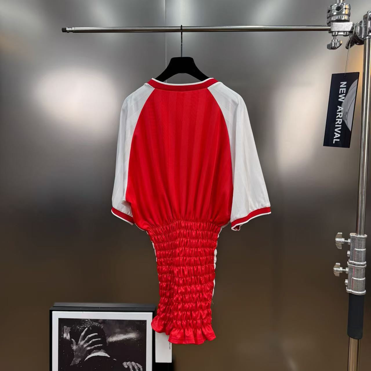BACKINDI Smocked Panel Football-Inspired Jersey Top – Multi Colors