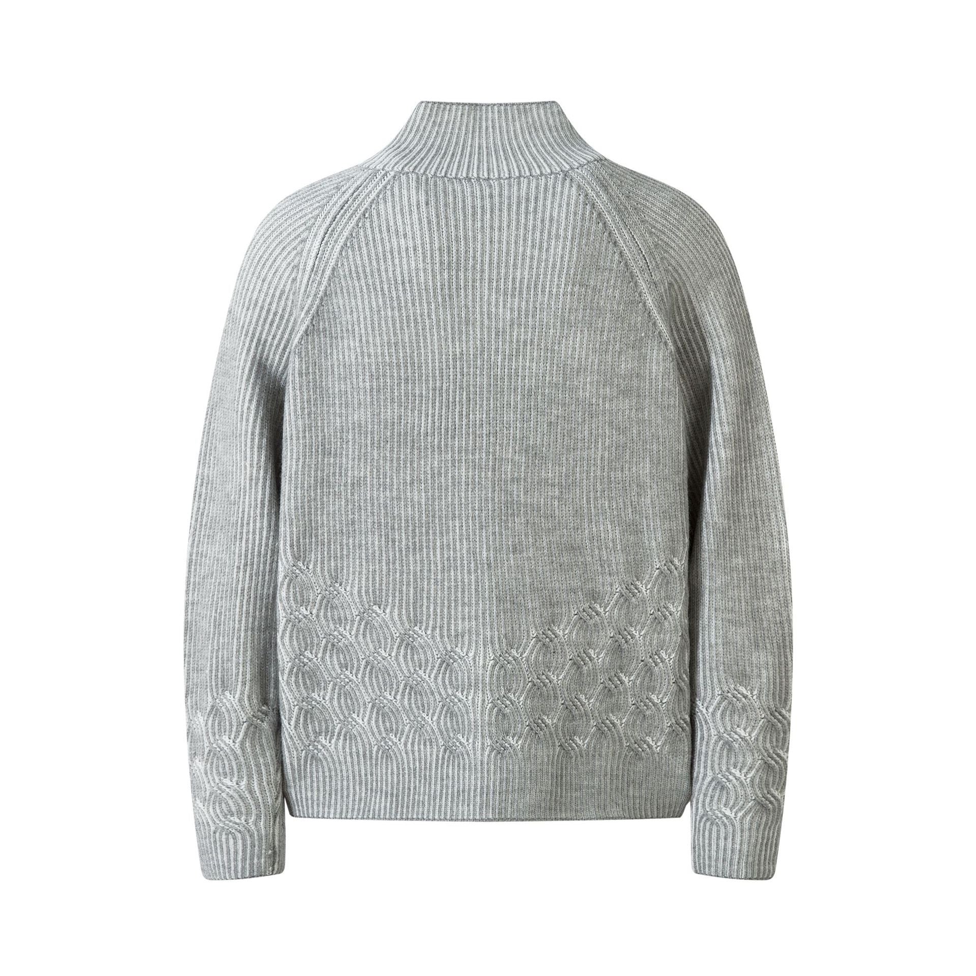 3D Ripple Cable Zip Cardigan – Grey / Charcoal