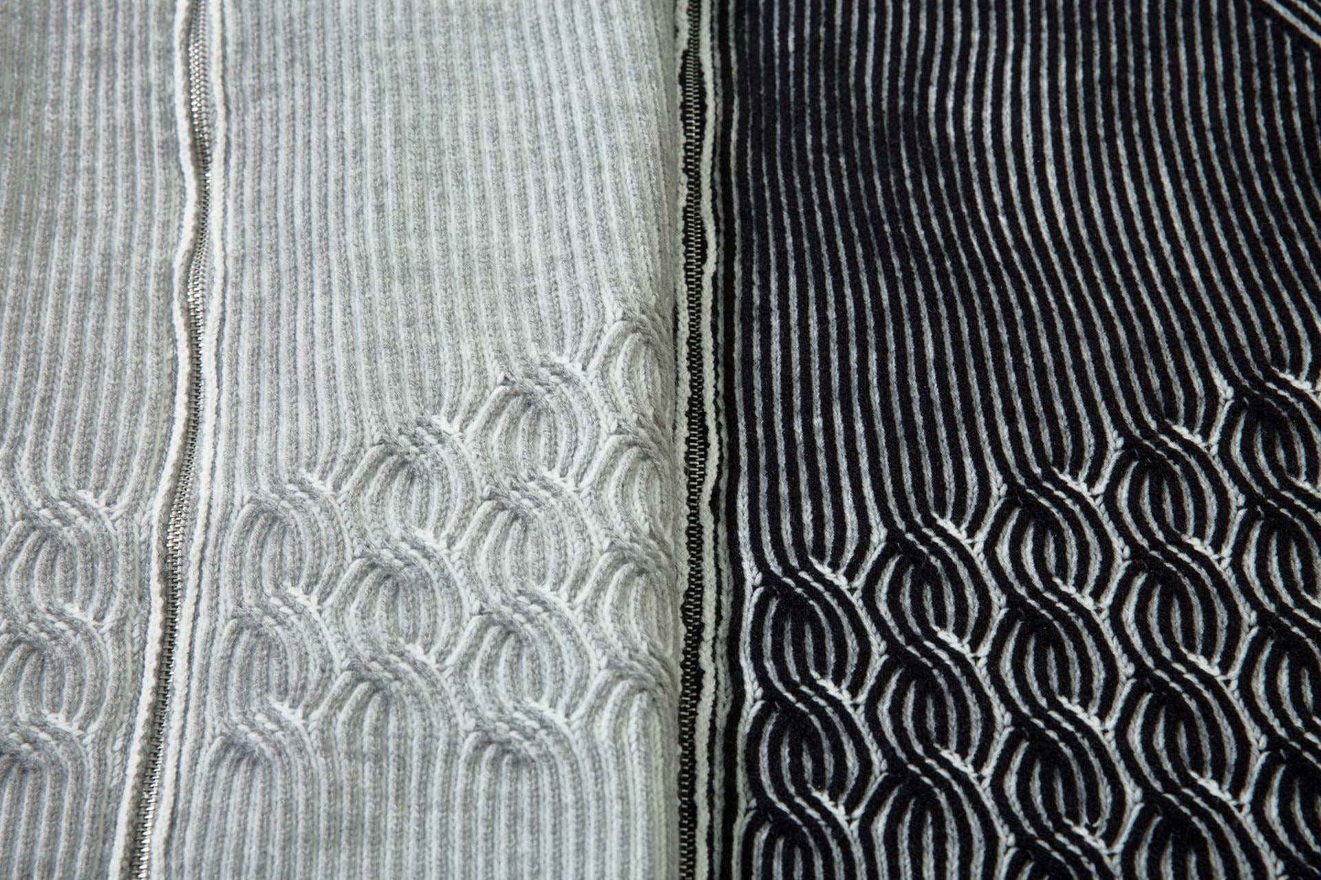 3D Ripple Cable Zip Cardigan – Grey / Charcoal