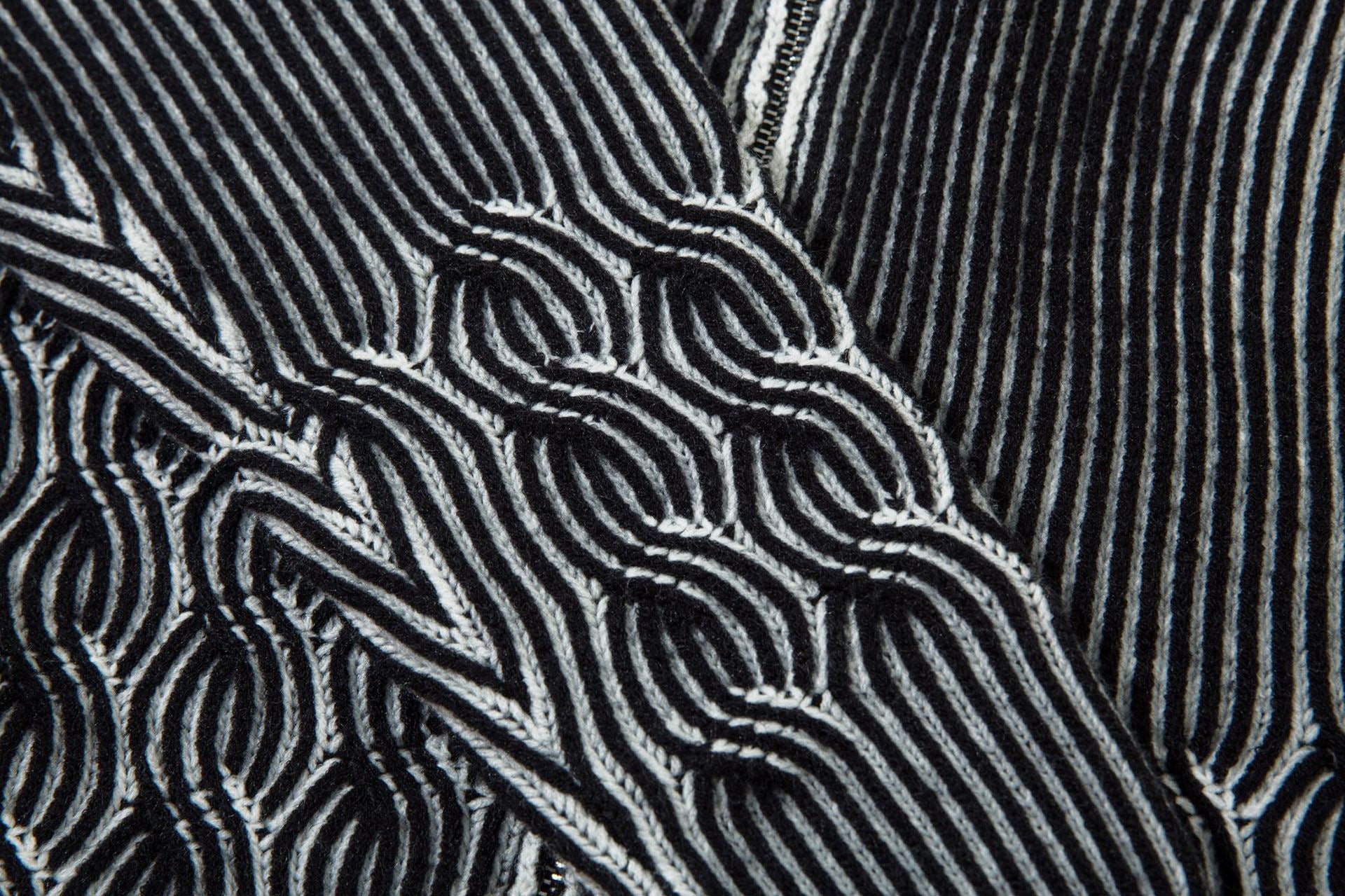 3D Ripple Cable Zip Cardigan – Grey / Charcoal