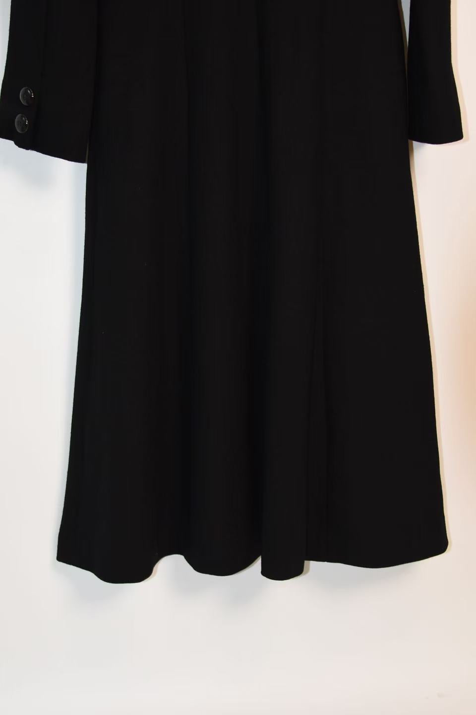 Gianni Versace Couture Vintage Black Wool Coat with Structured Collar & Full Button Front (Rare 90s Archive Piece)