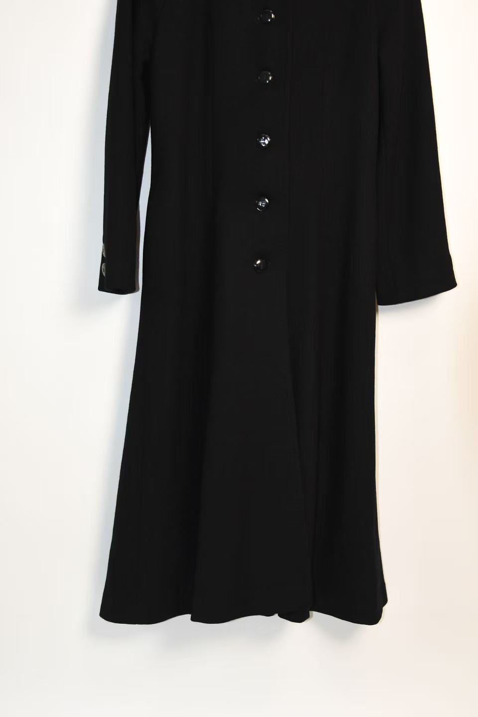Gianni Versace Couture Vintage Black Wool Coat with Structured Collar & Full Button Front (Rare 90s Archive Piece)