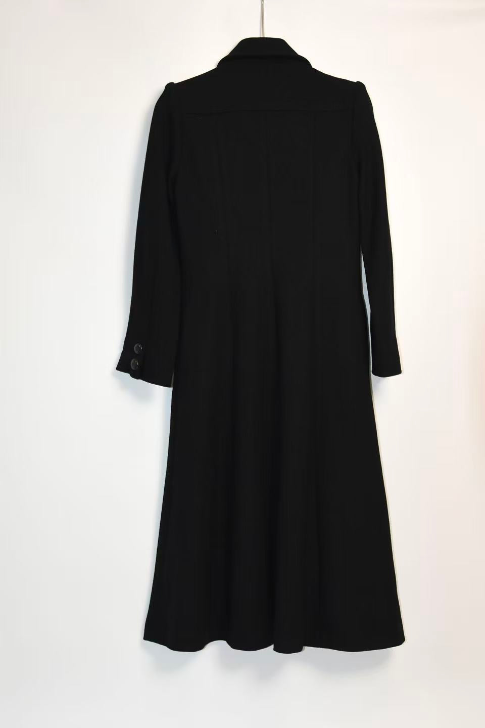 Gianni Versace Couture Vintage Black Wool Coat with Structured Collar & Full Button Front (Rare 90s Archive Piece)