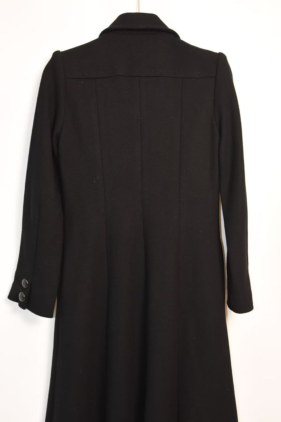Gianni Versace Couture Vintage Black Wool Coat with Structured Collar & Full Button Front (Rare 90s Archive Piece)