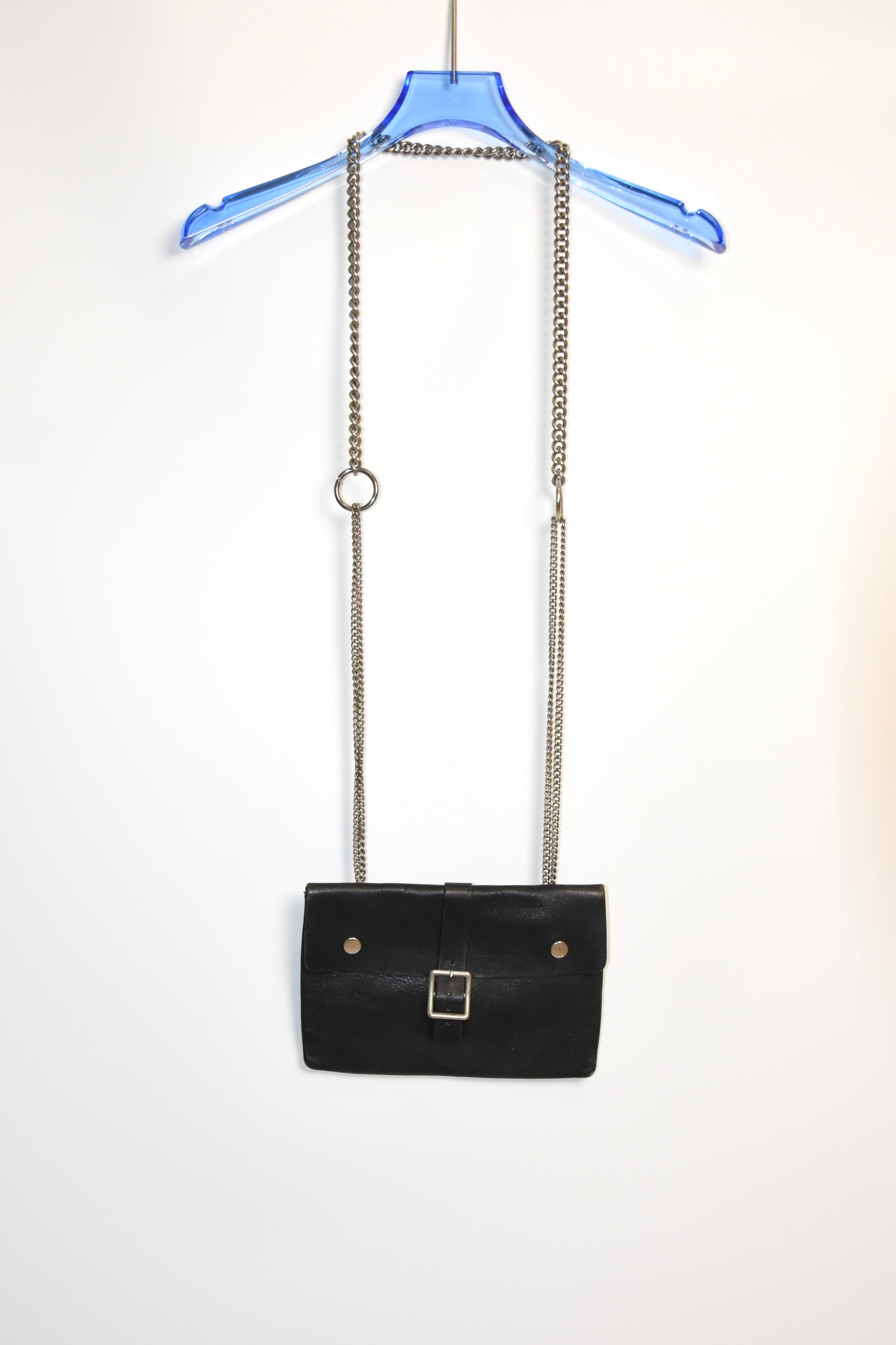 Comme des Garçons Black Leather Chain Buckle Shoulder Bag