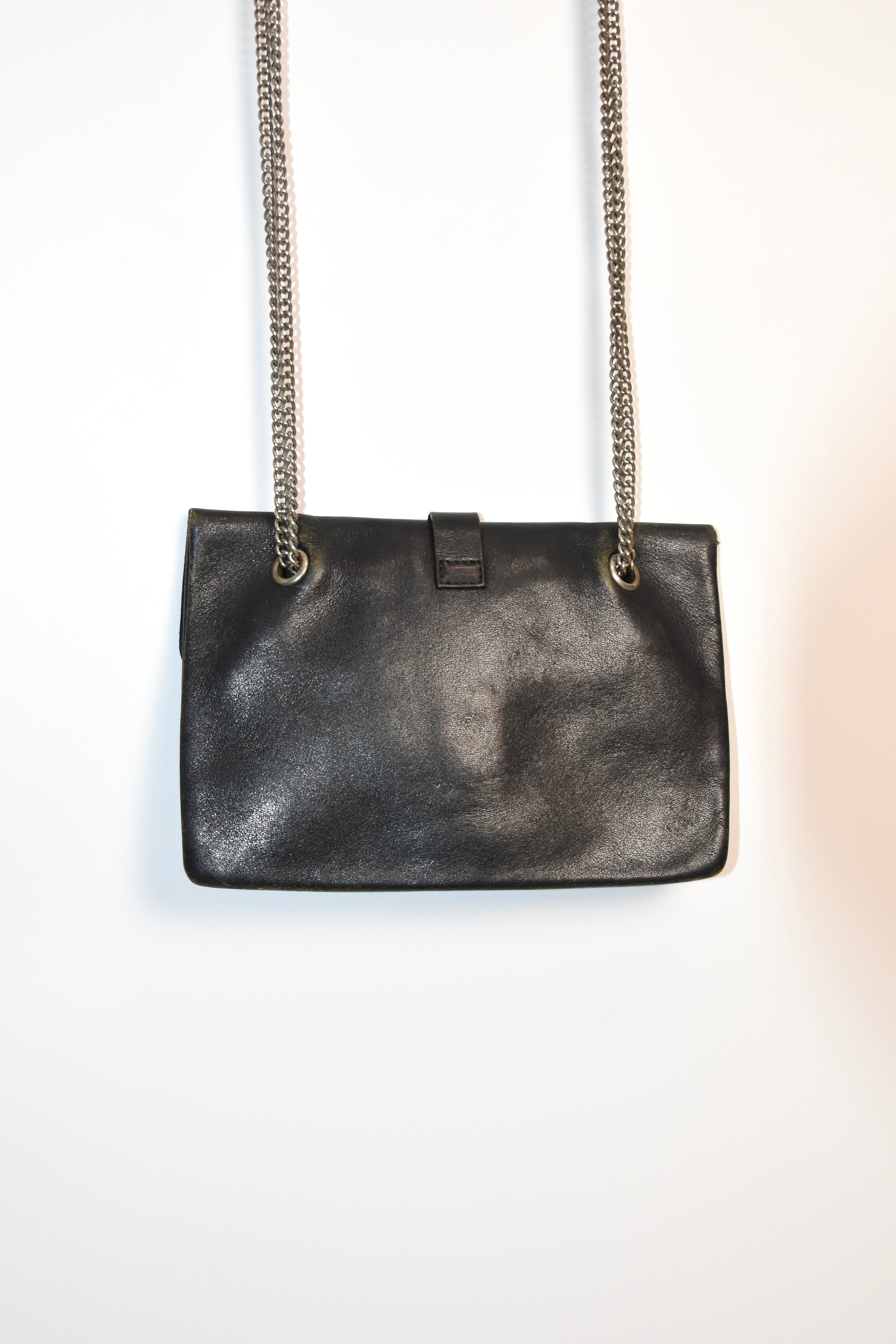 Comme des Garçons Black Leather Chain Buckle Shoulder Bag