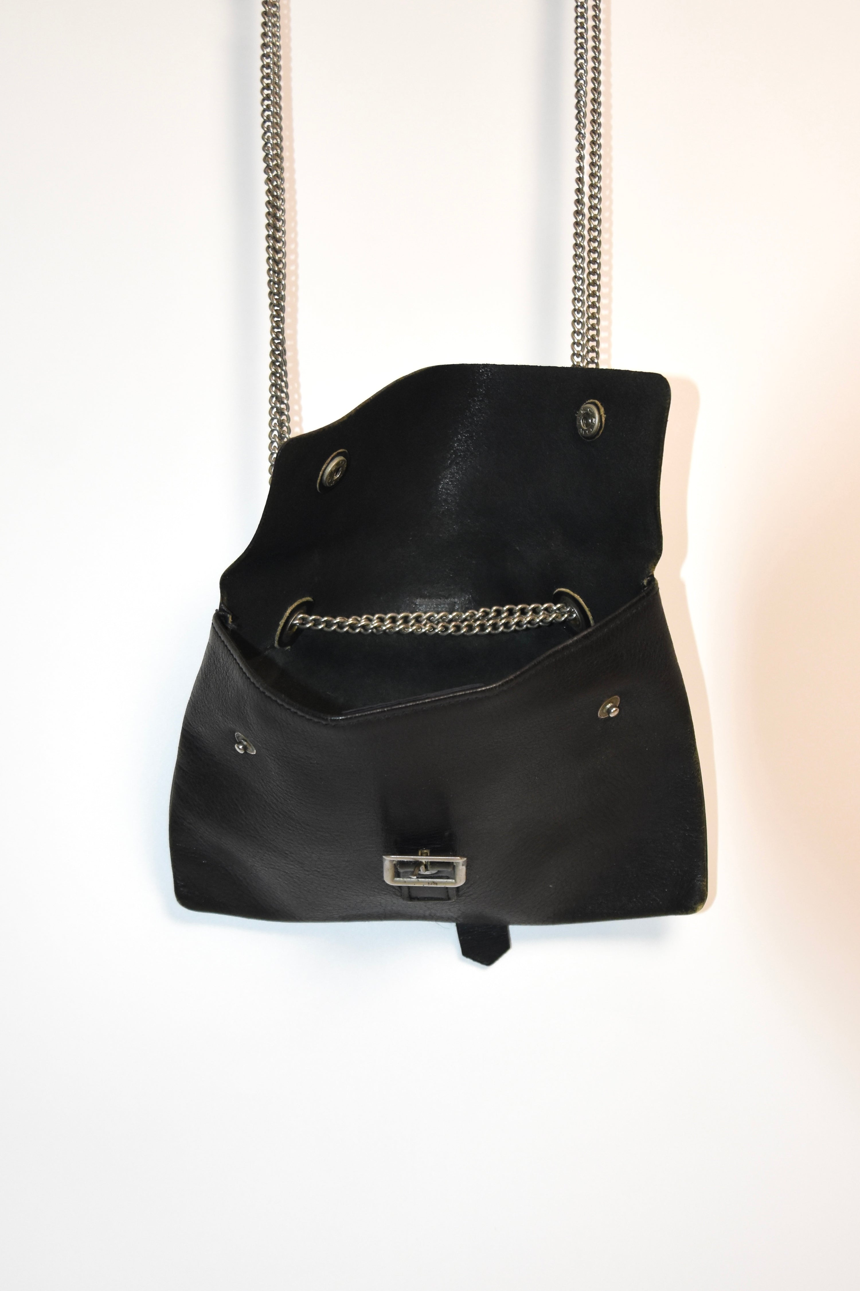 Comme des Garçons Black Leather Chain Buckle Shoulder Bag