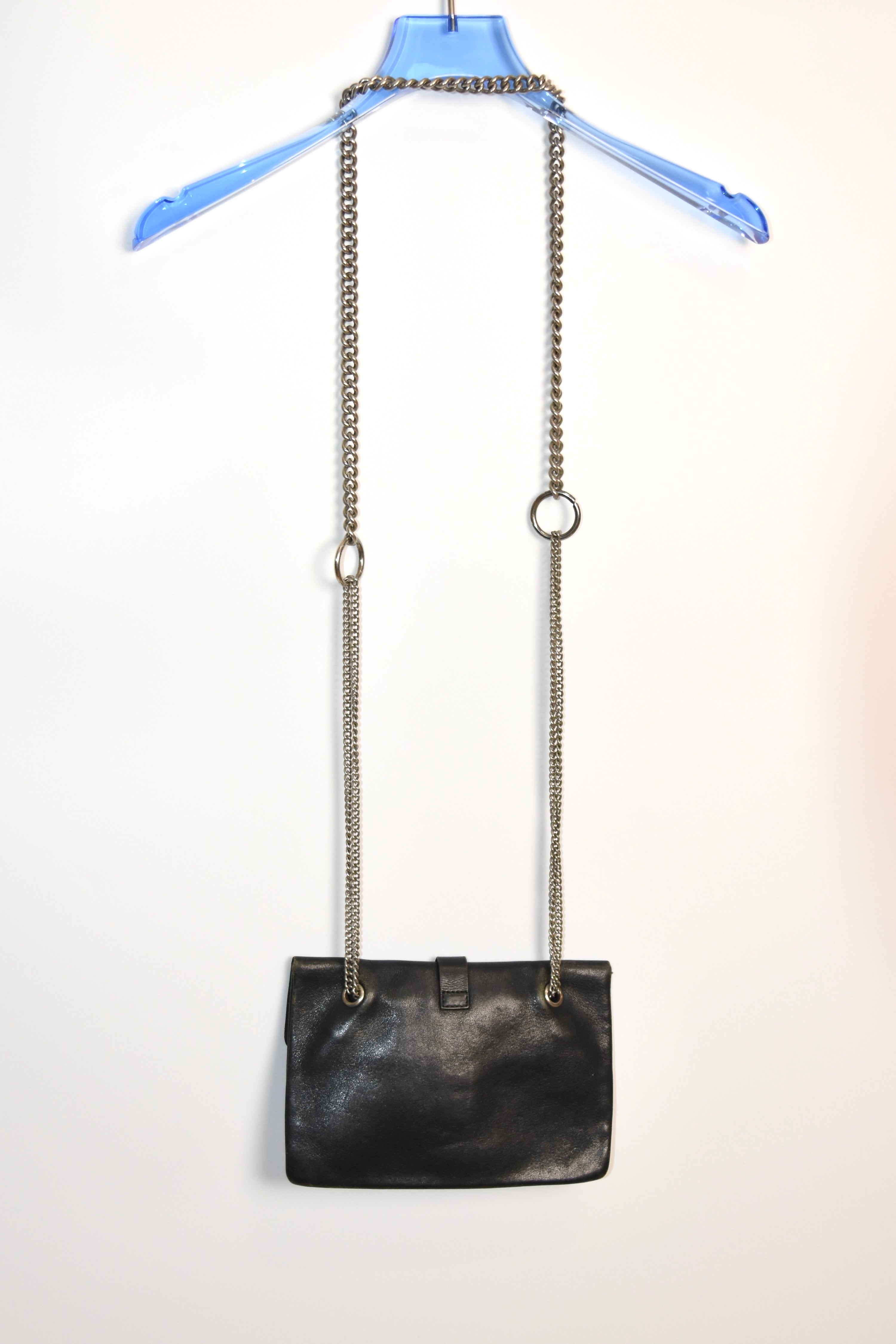 Comme des Garçons Black Leather Chain Buckle Shoulder Bag