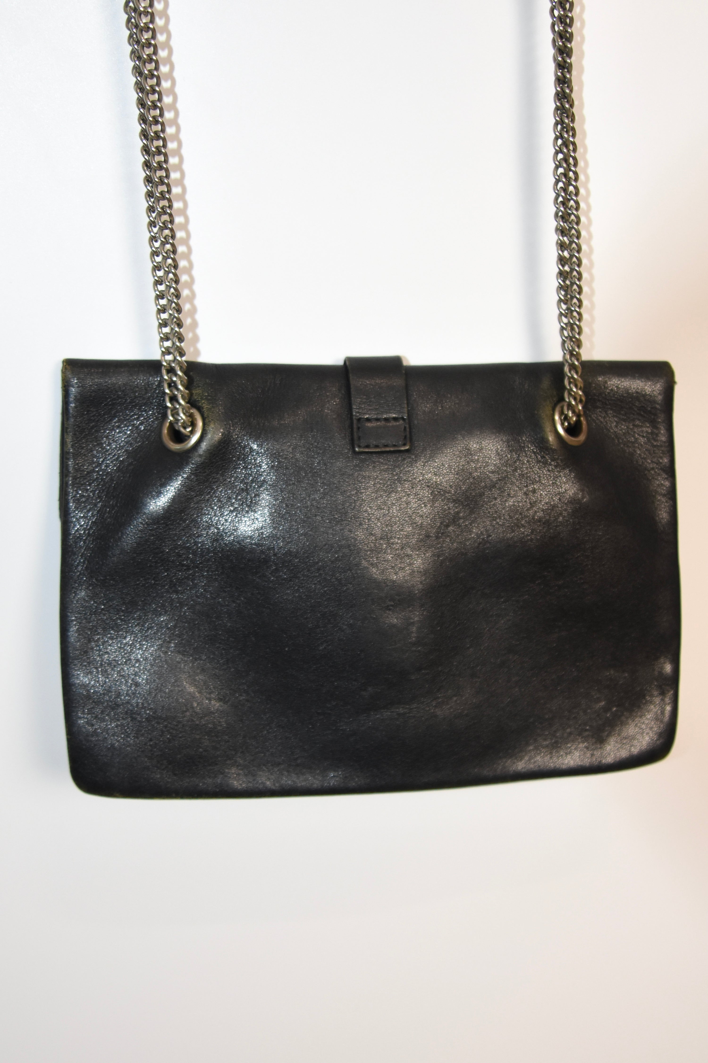 Comme des Garçons Black Leather Chain Buckle Shoulder Bag