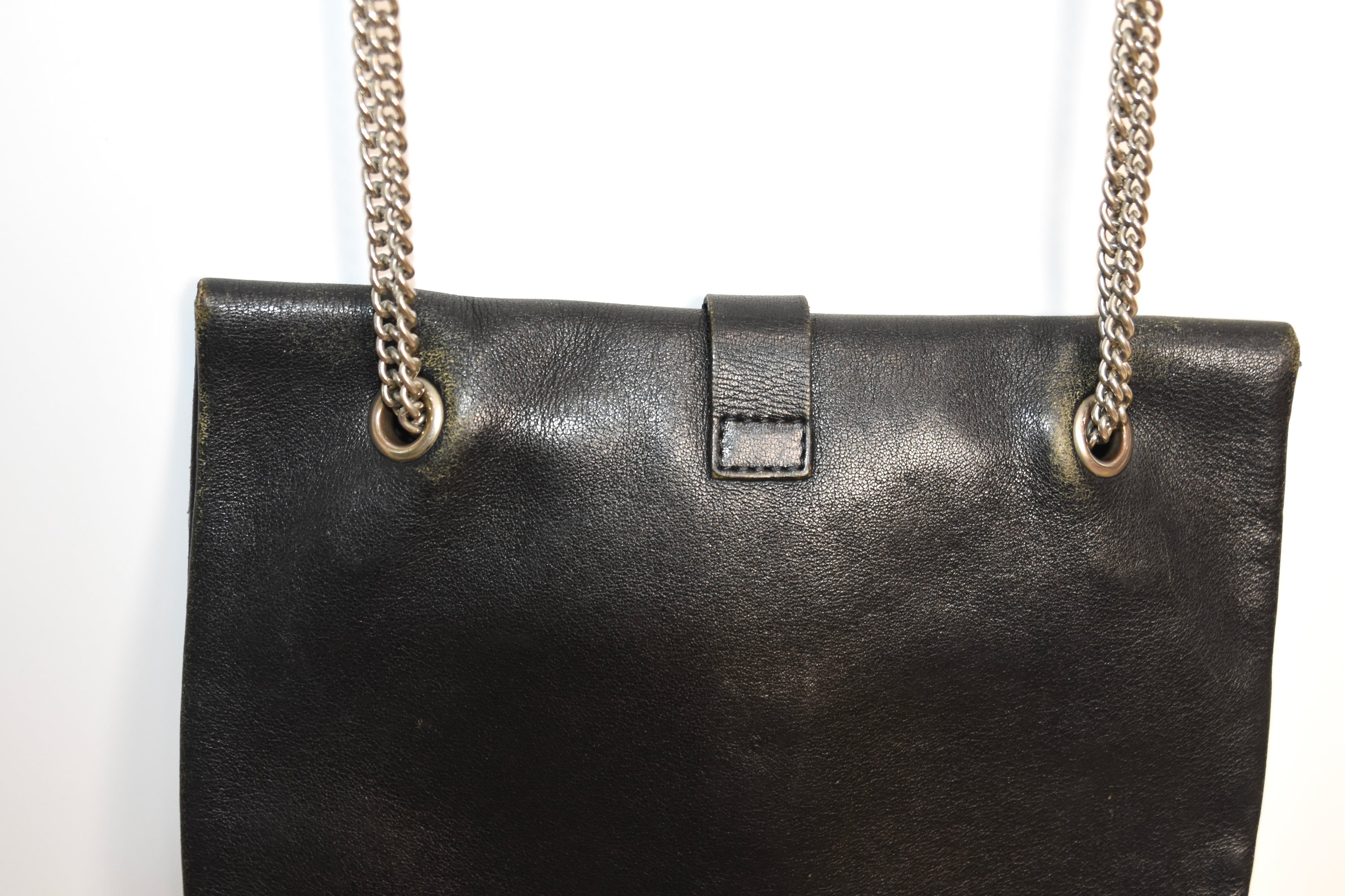 Comme des Garçons Black Leather Chain Buckle Shoulder Bag
