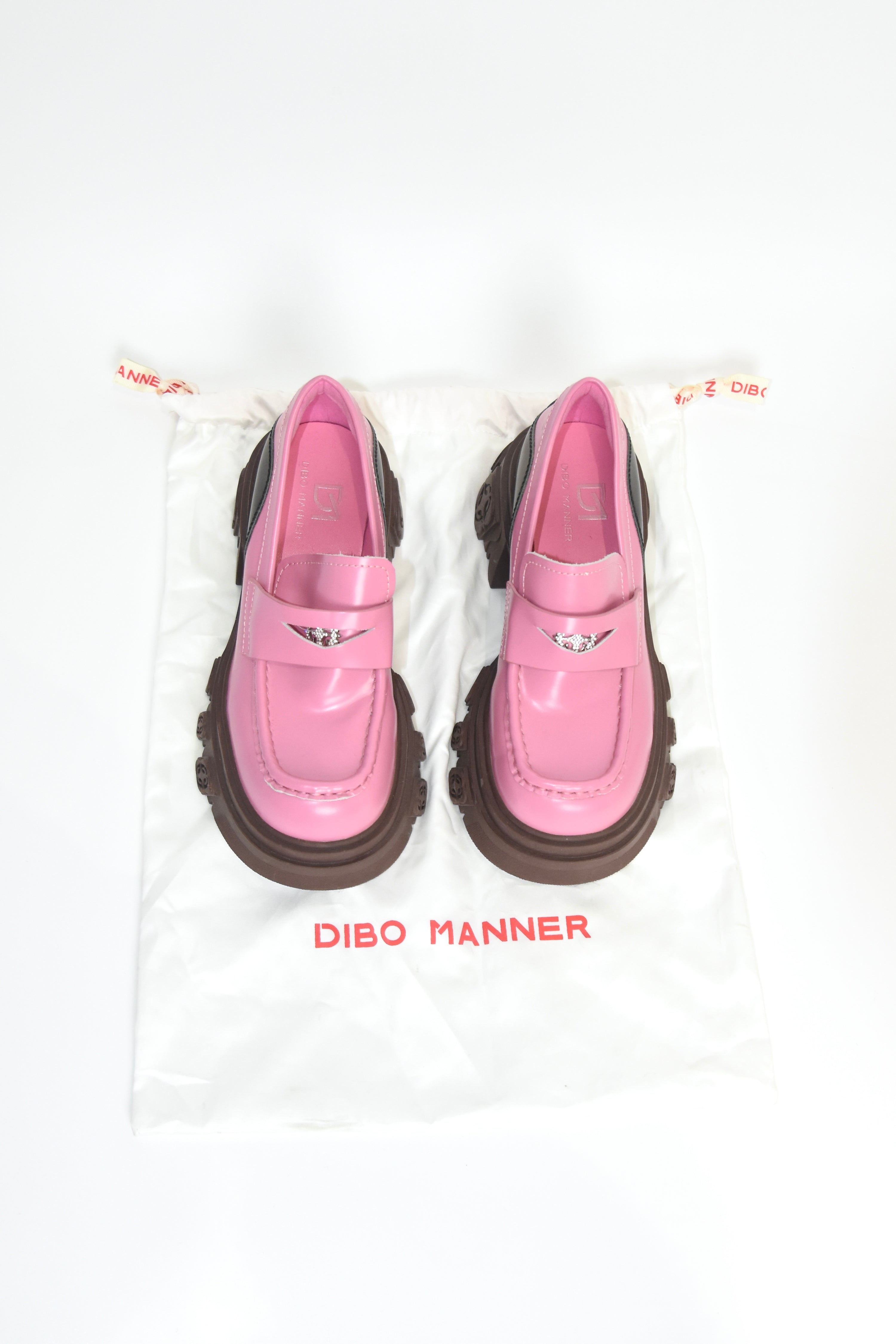 DIBO MANNER Pink Platform Loafers – Chunky Sole Statement Shoes