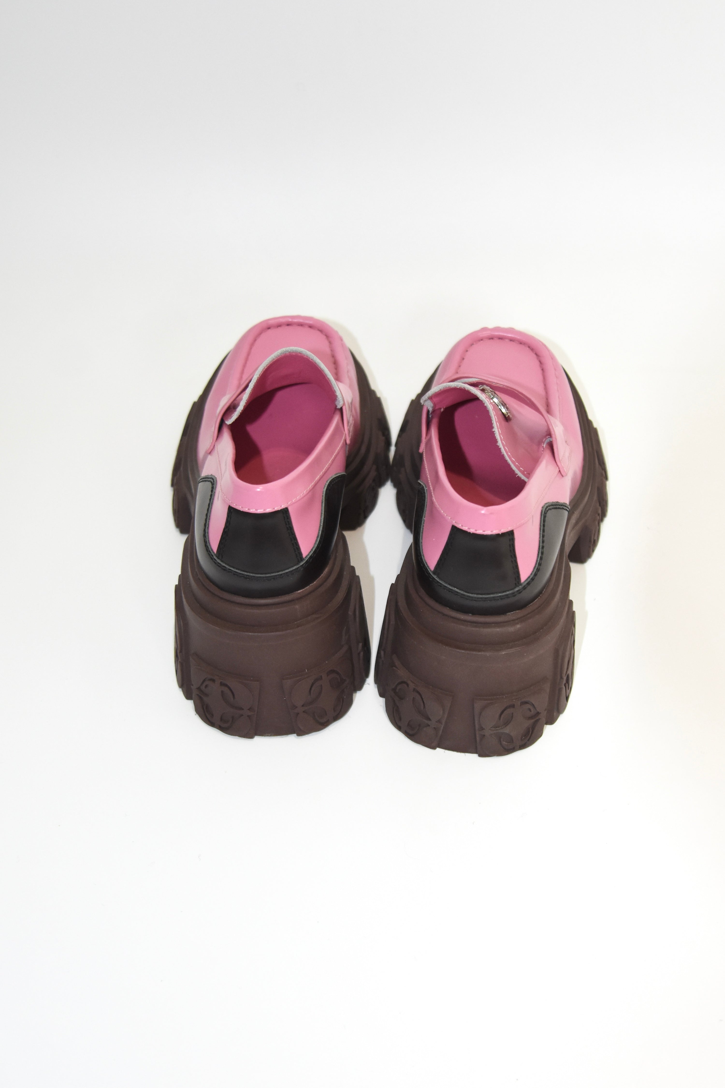 DIBO MANNER Pink Platform Loafers – Chunky Sole Statement Shoes