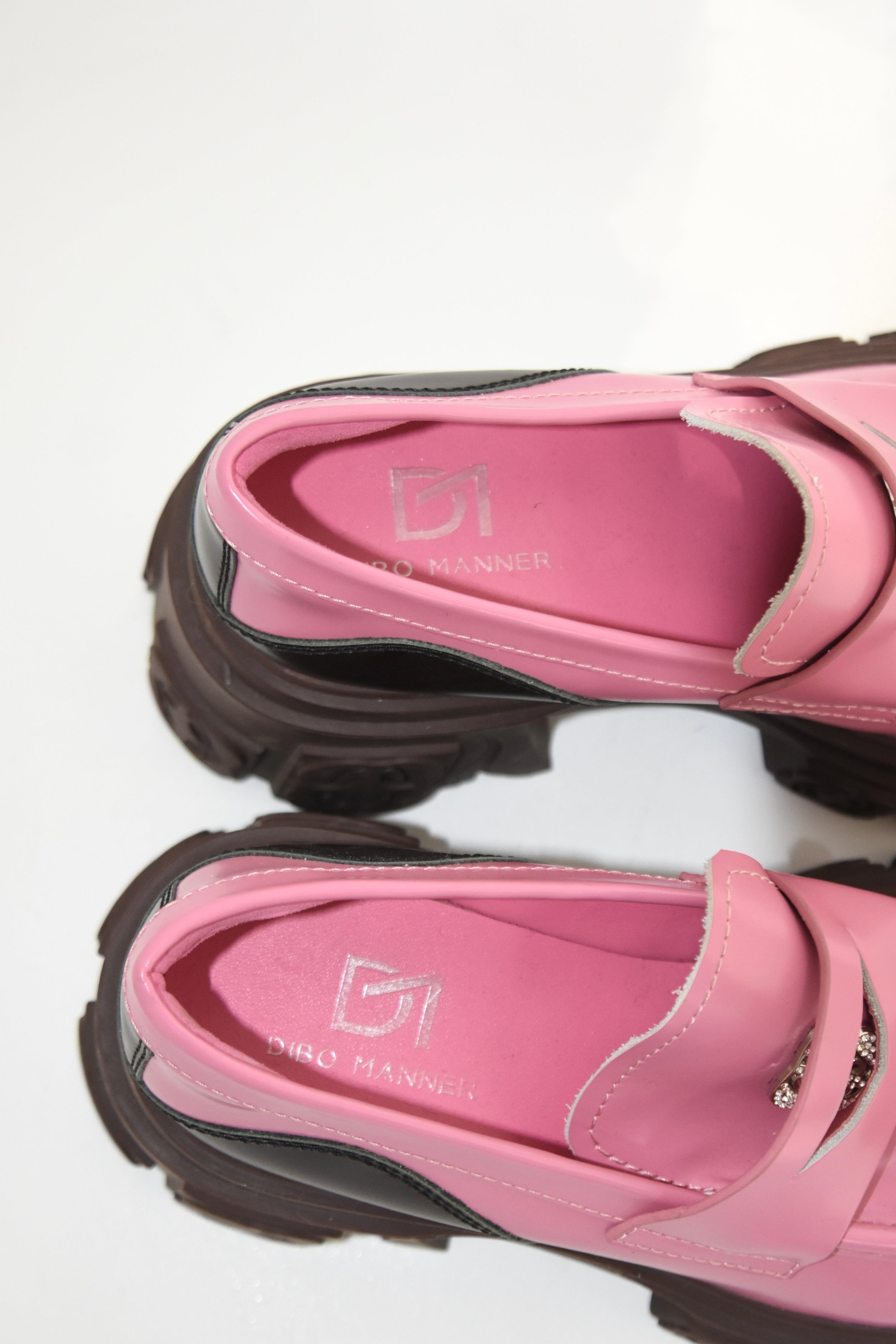 DIBO MANNER Pink Platform Loafers – Chunky Sole Statement Shoes