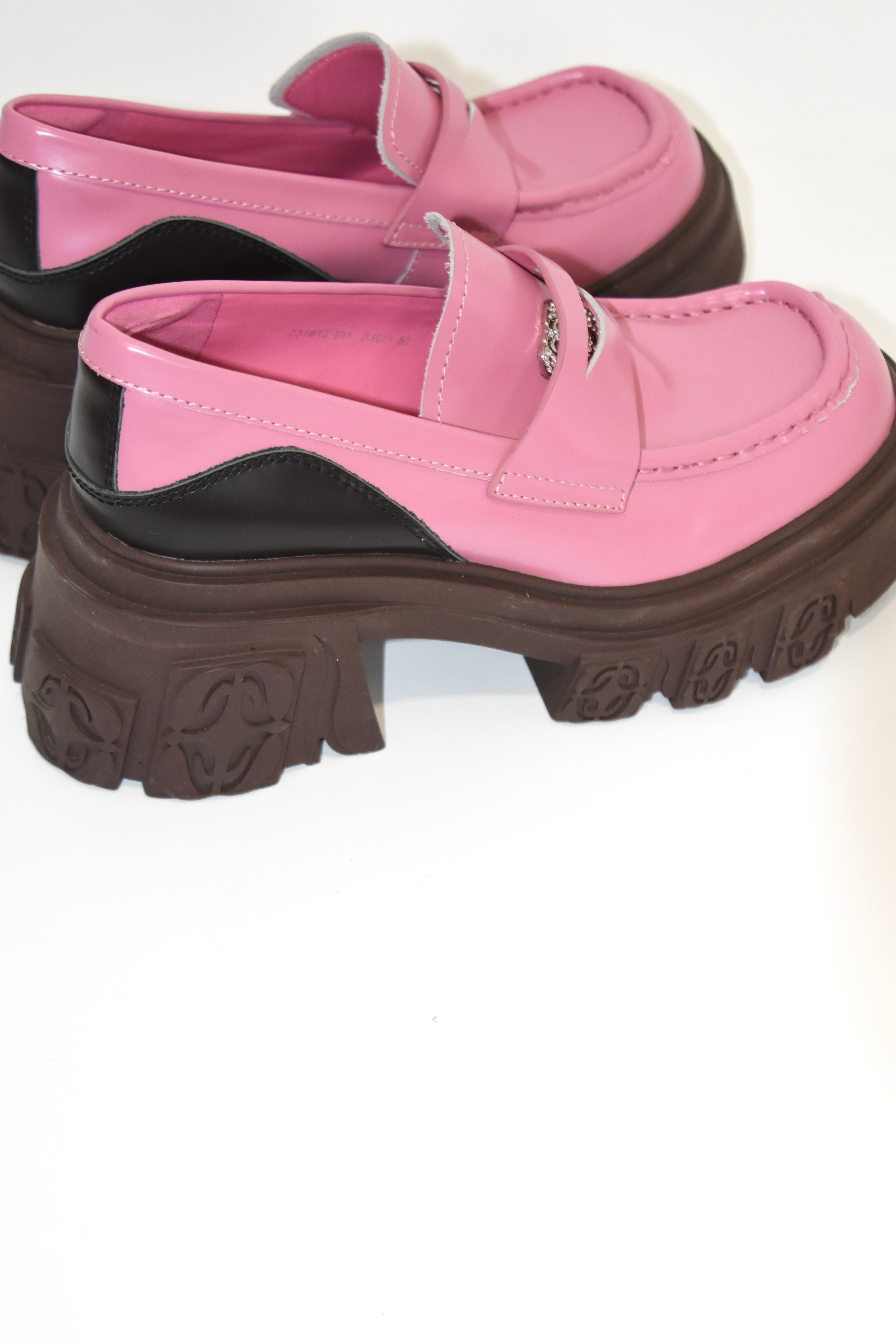 DIBO MANNER Pink Platform Loafers – Chunky Sole Statement Shoes