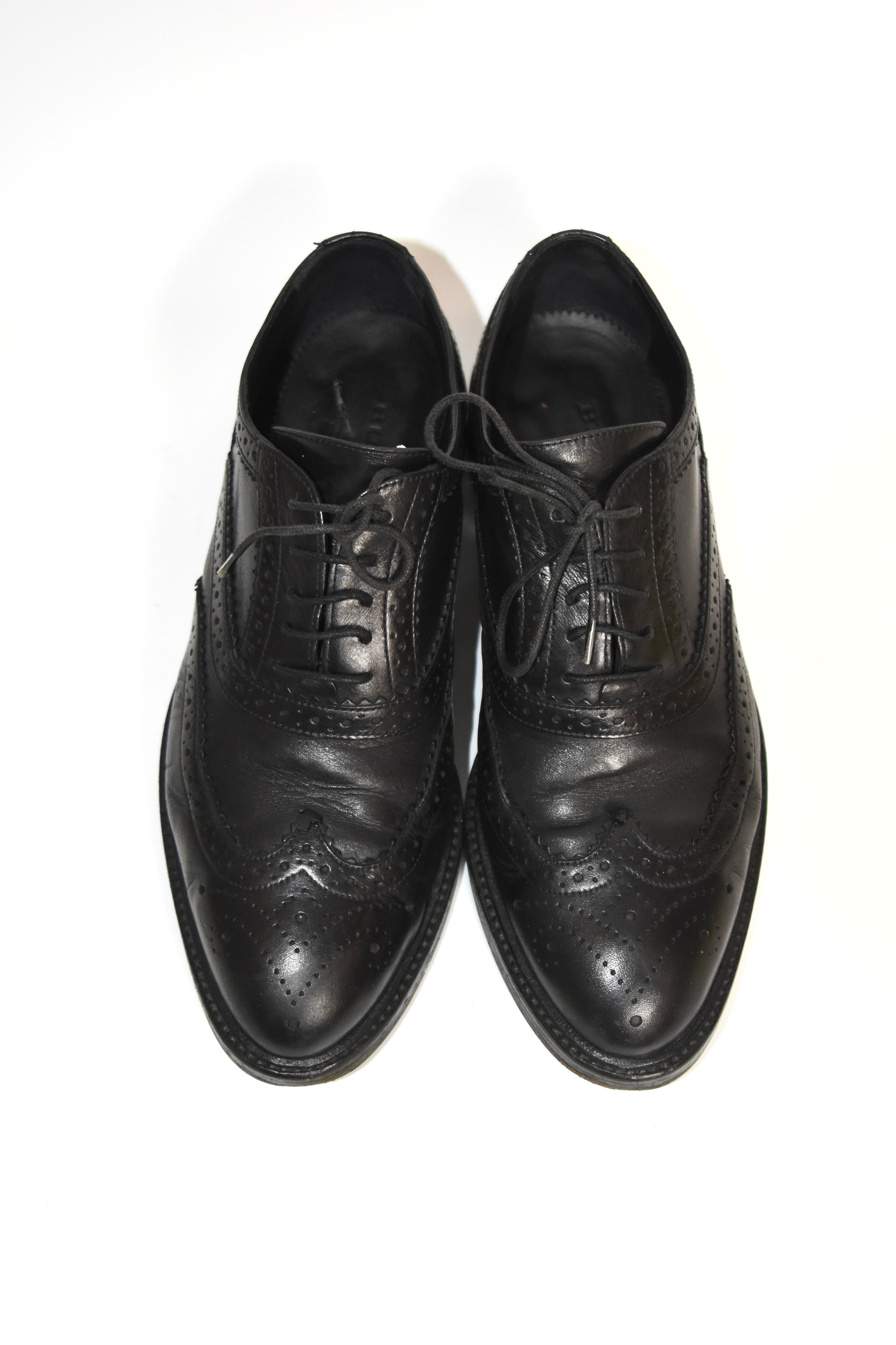 Burberry Italian Leather Brogue Derby Shoes – Women’s Size 36, Black Wingtip Oxford, Made in Italy