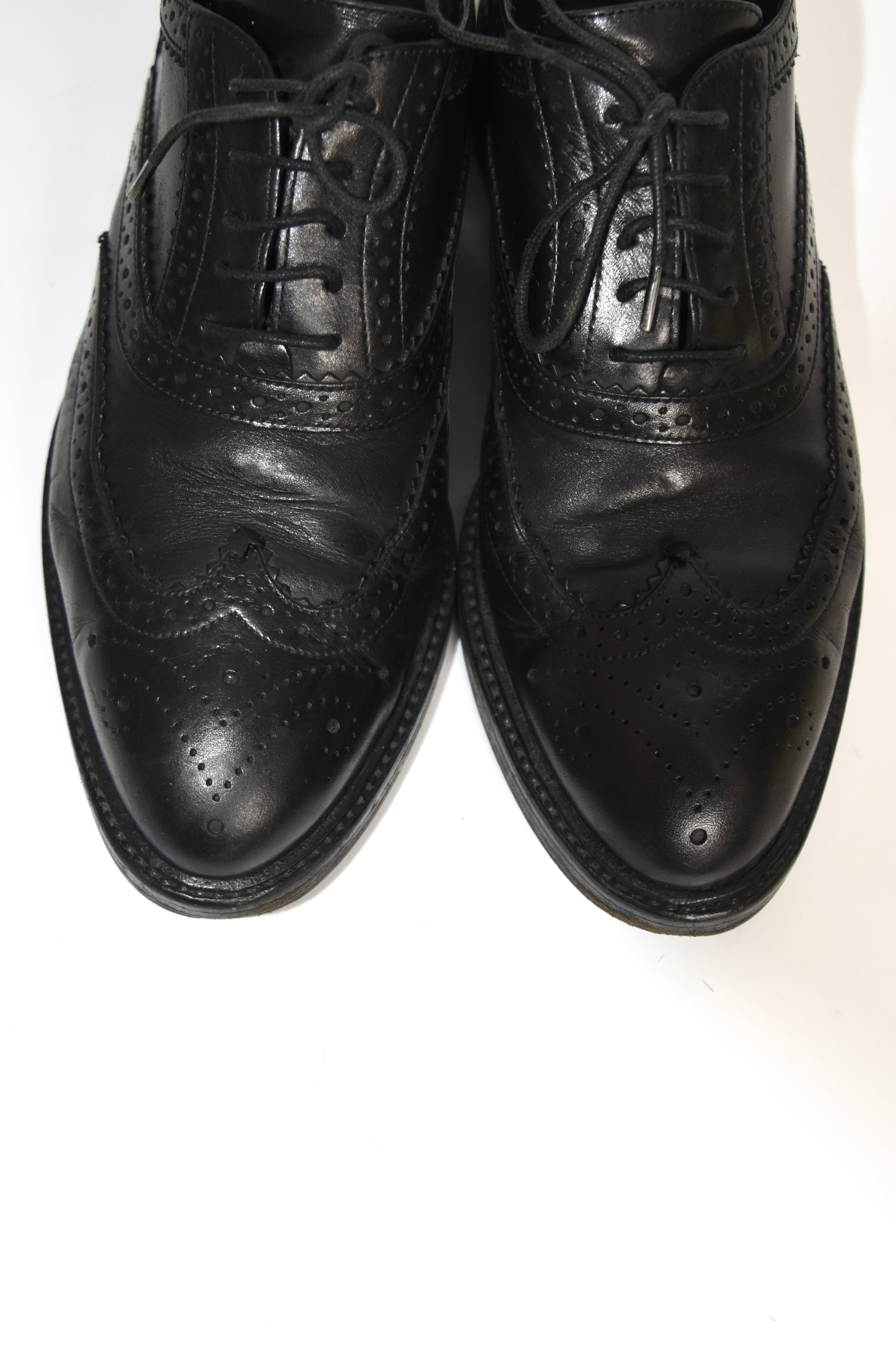 Burberry Italian Leather Brogue Derby Shoes – Women’s Size 36, Black Wingtip Oxford, Made in Italy