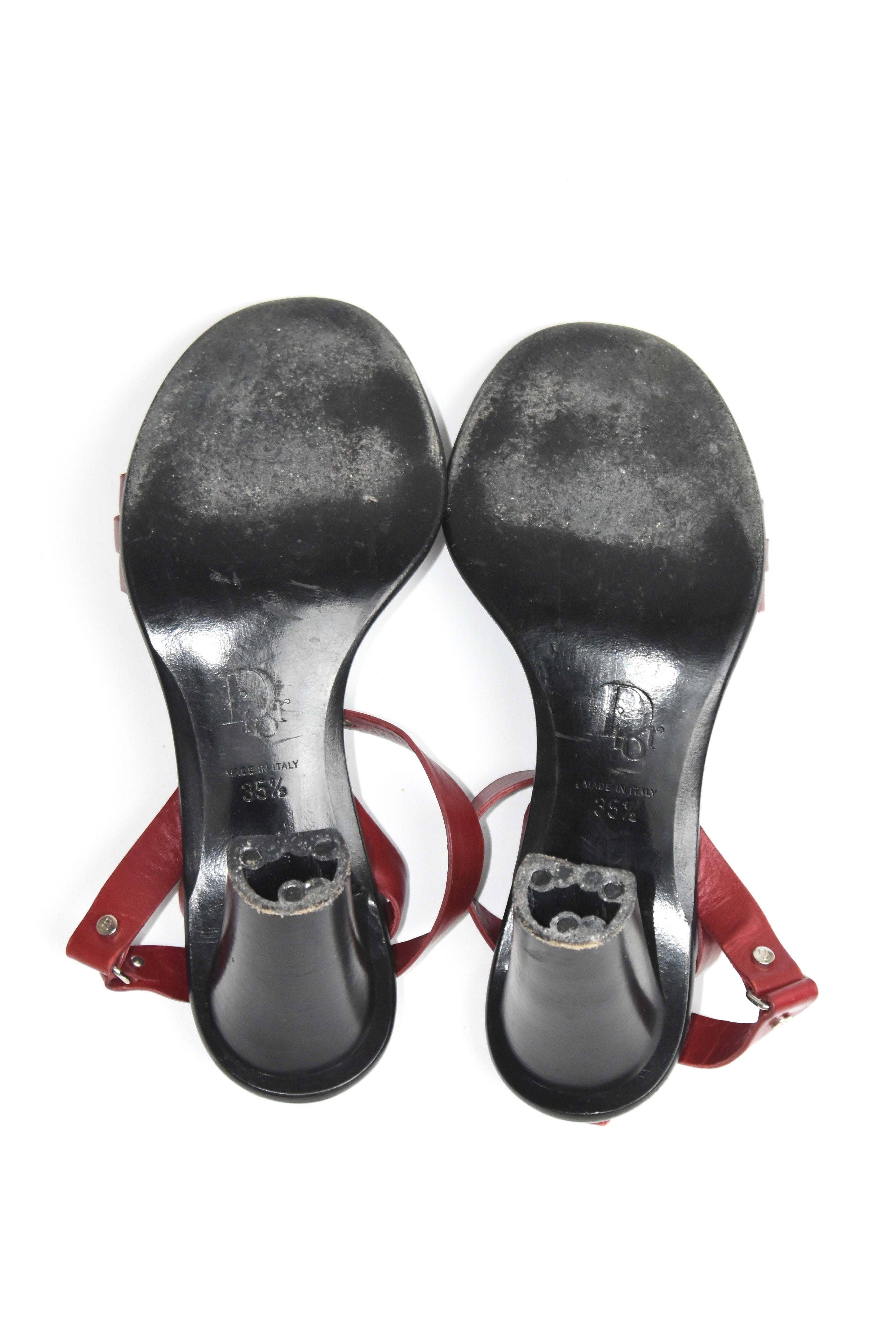 Dior by John Galliano Red Leather Padlock Heel Sandals – Y2K Archive Made in Italy