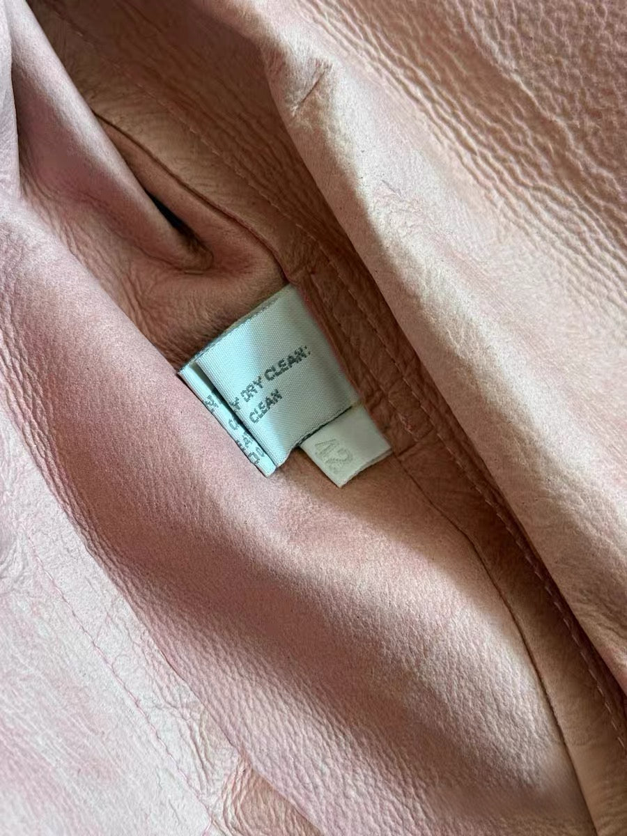 MIU MIU Metallic Pink Leather Bomber Jacket