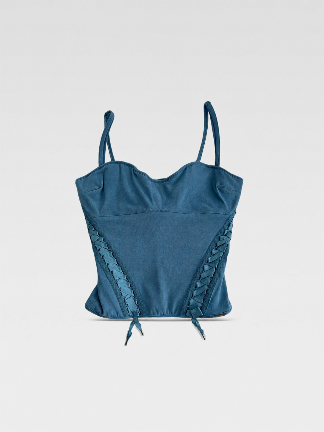Christian Dior by John Galliano S/S 2002 Runway Lace-Up Denim Corset Top – Rare Blue Archive Bustier
