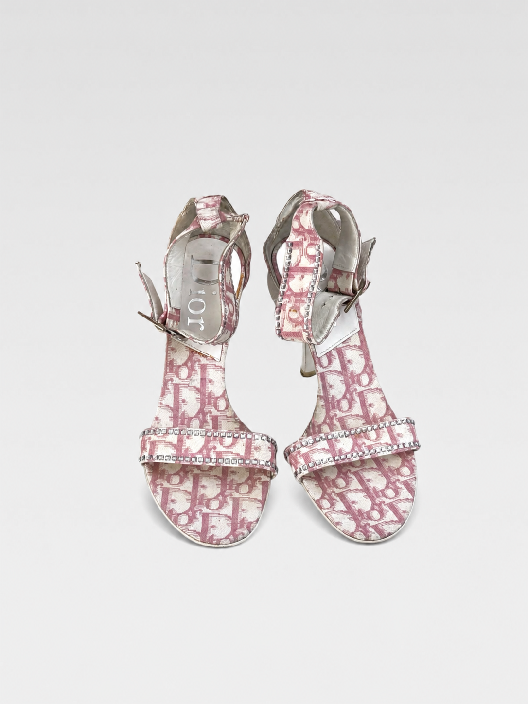 Christian Dior by John Galliano Pink Trotter Monogram Crystal Sandal Heels – Rare Archive IT37