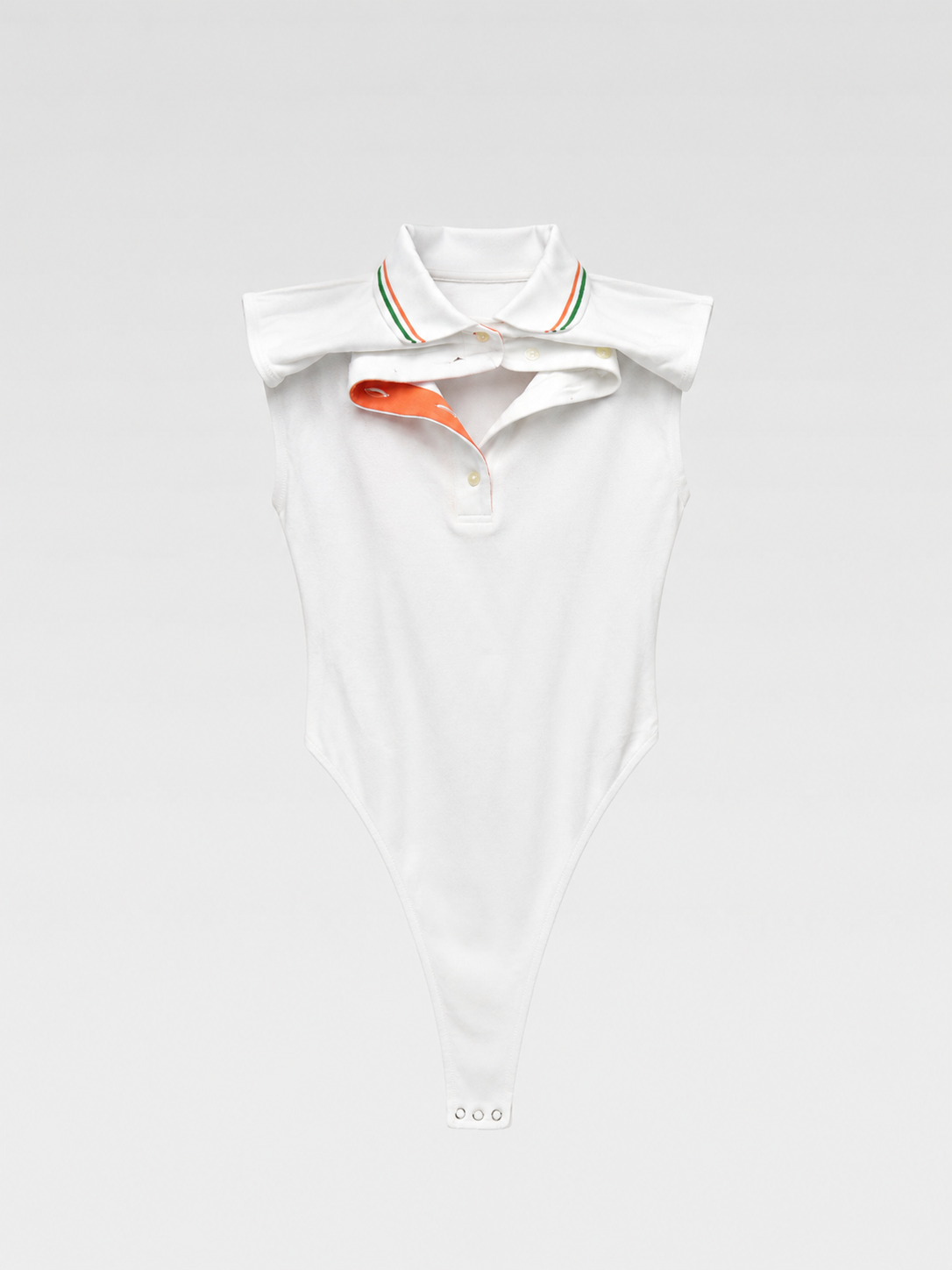 Y/Project Layered Collar Polo Bodysuit – Deconstructed White Cotton Design