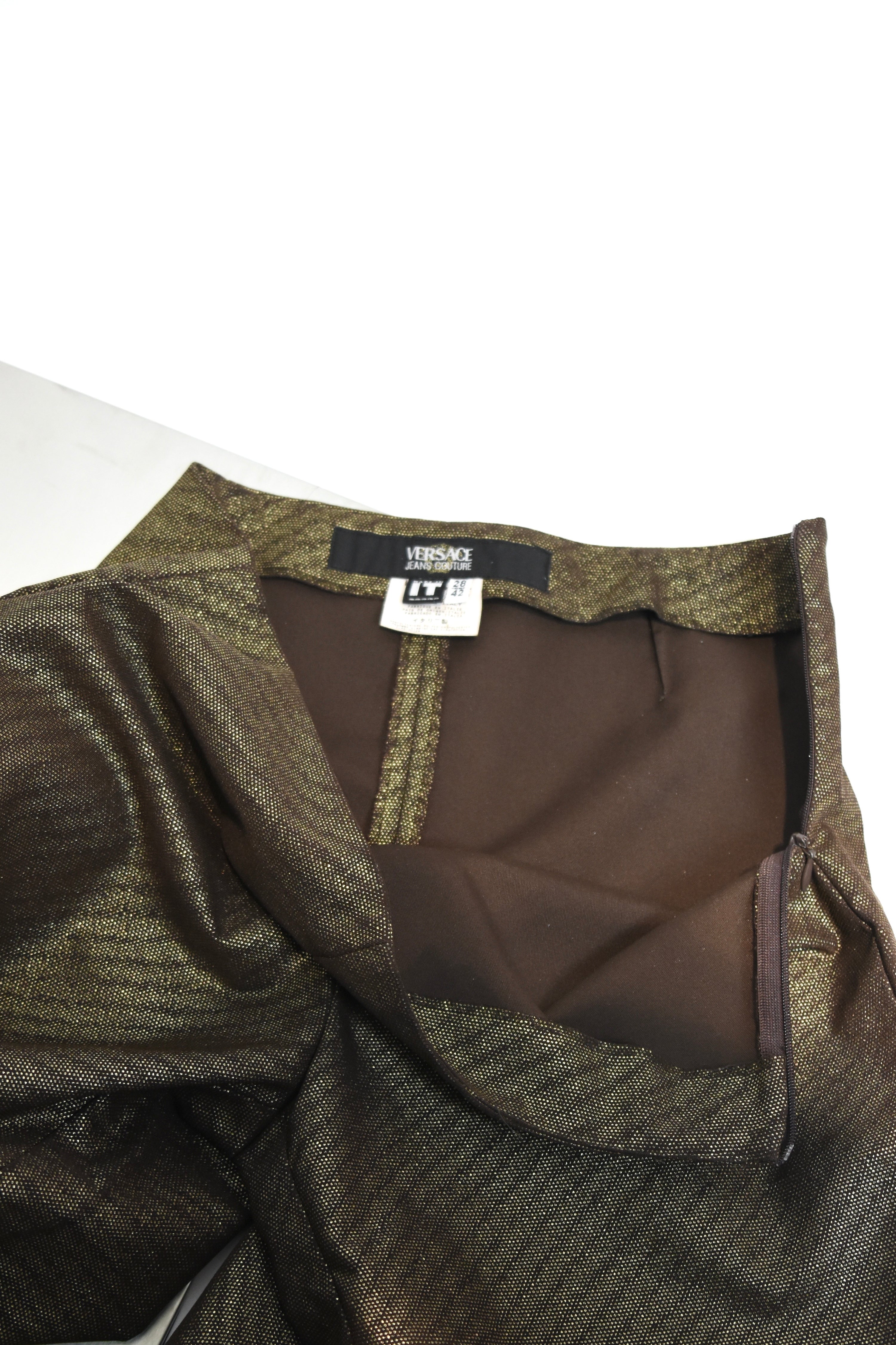 Versace Gold Metallic Straight-Leg Trousers