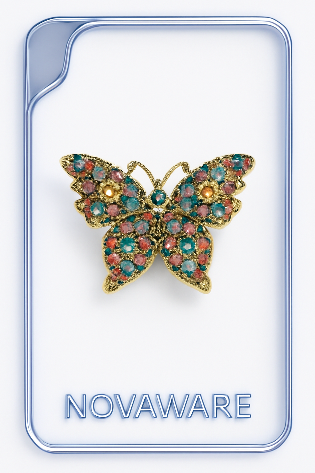 Gucci Multicolor Crystal Butterfly Ring Gold