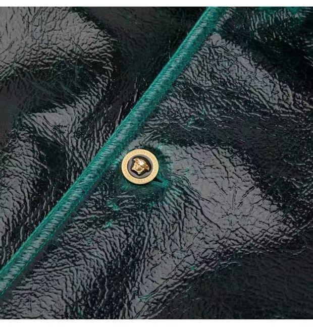Versace Green Trimmed Coated Wool Blend Jacket – Italian Tailored Outerwear