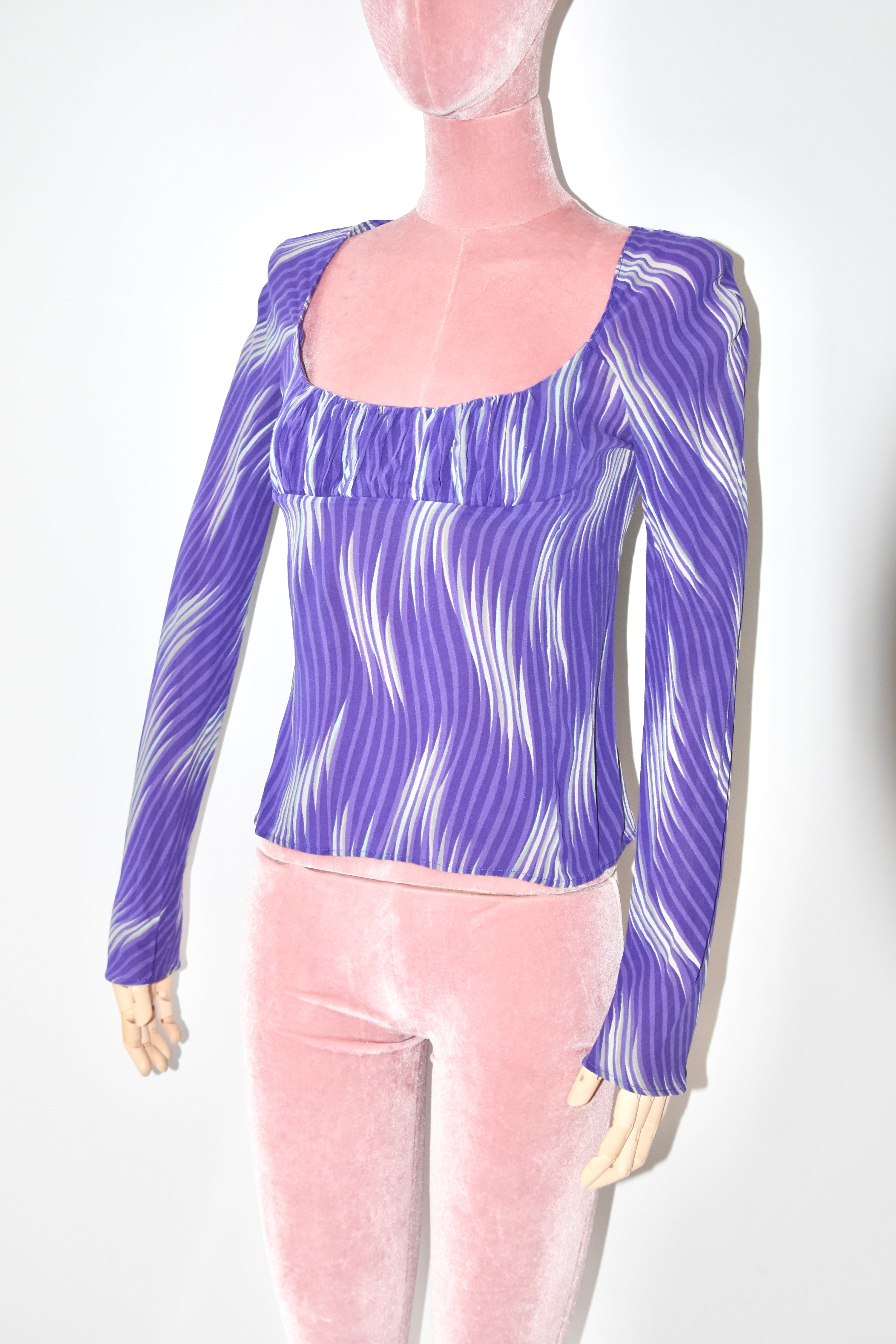 Gianni Versace Couture Archive Chiffon Wave Top