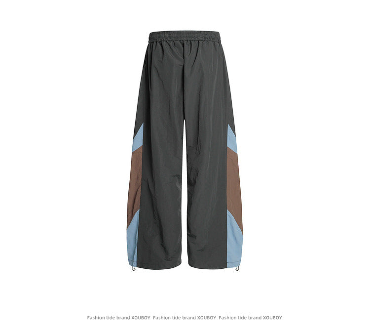 Letter Dance Color-Block Casual Long Pants for Men and Women Summer Loose Slimming Couple Wide-Leg Paratrooper Wide-Leg