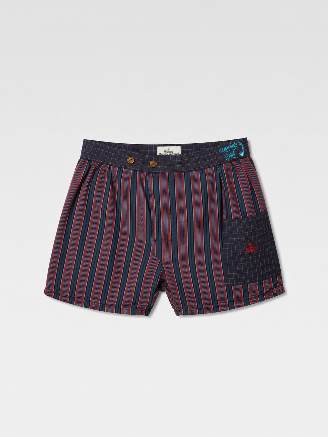 Vivienne Westwood World's End Navy and Red Stripes Cotton Shorts