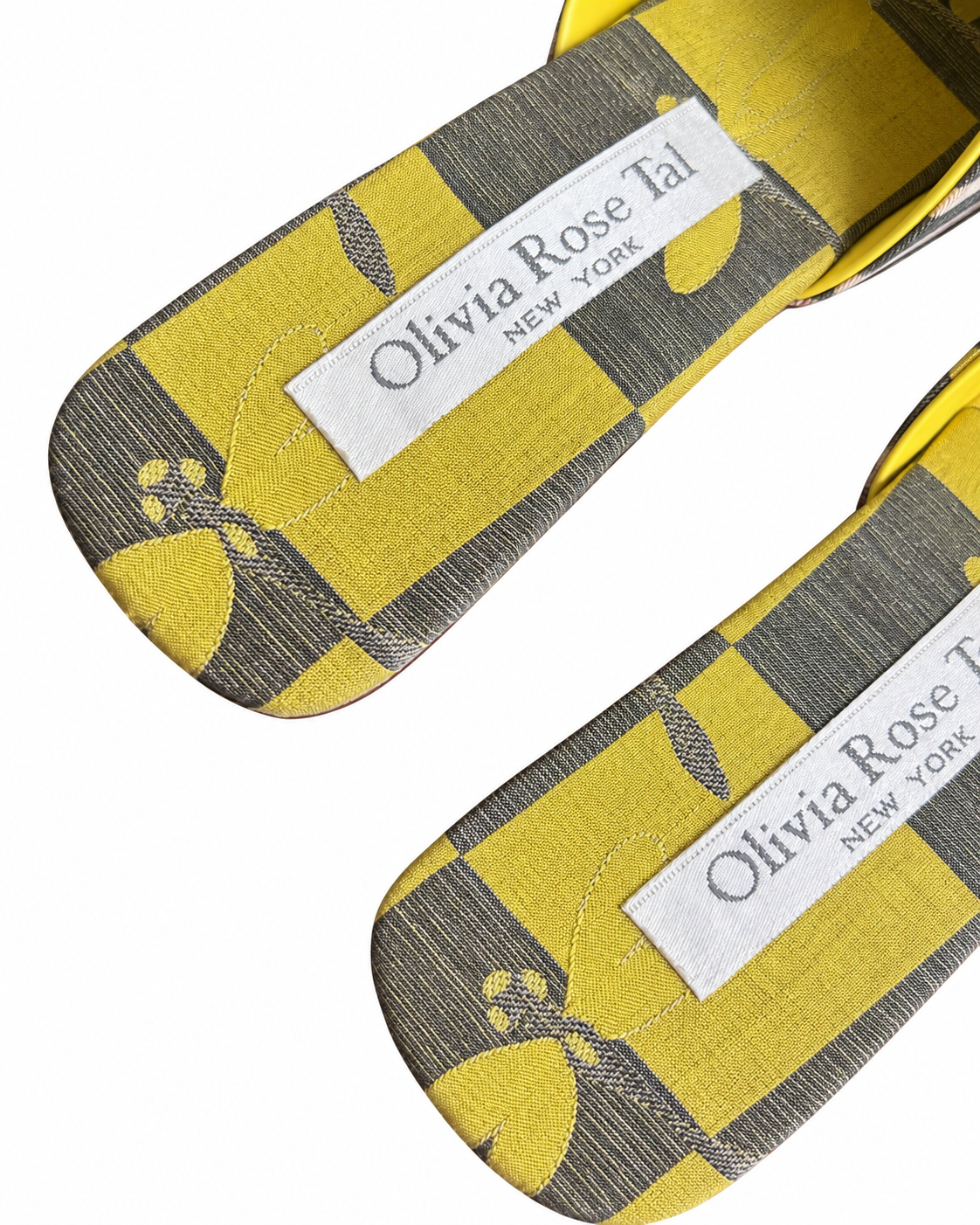Vintage Yellow Stripe Bow Mule Heels