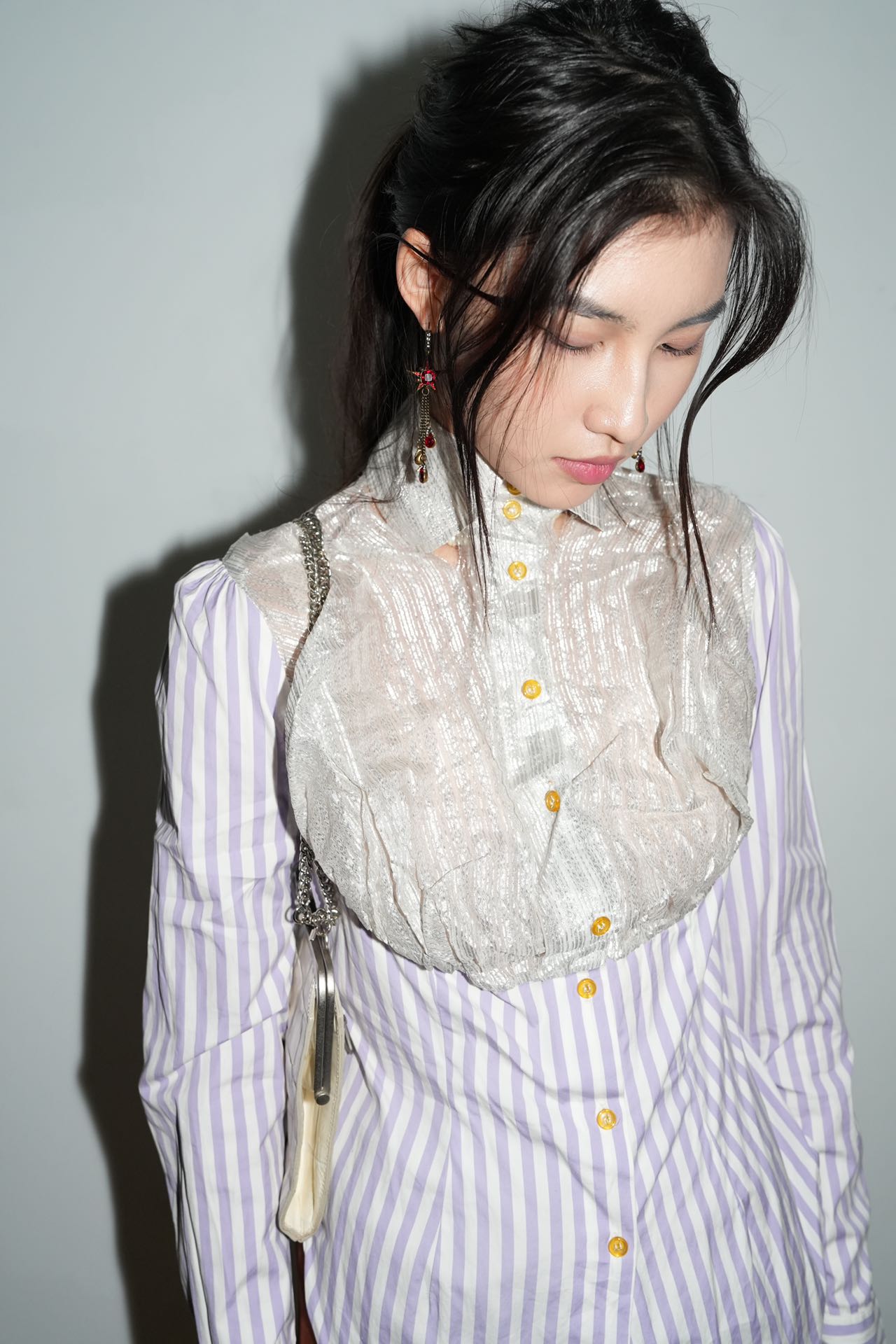 Vivienne Westwood Vintage Metallic Bib Striped Shirt