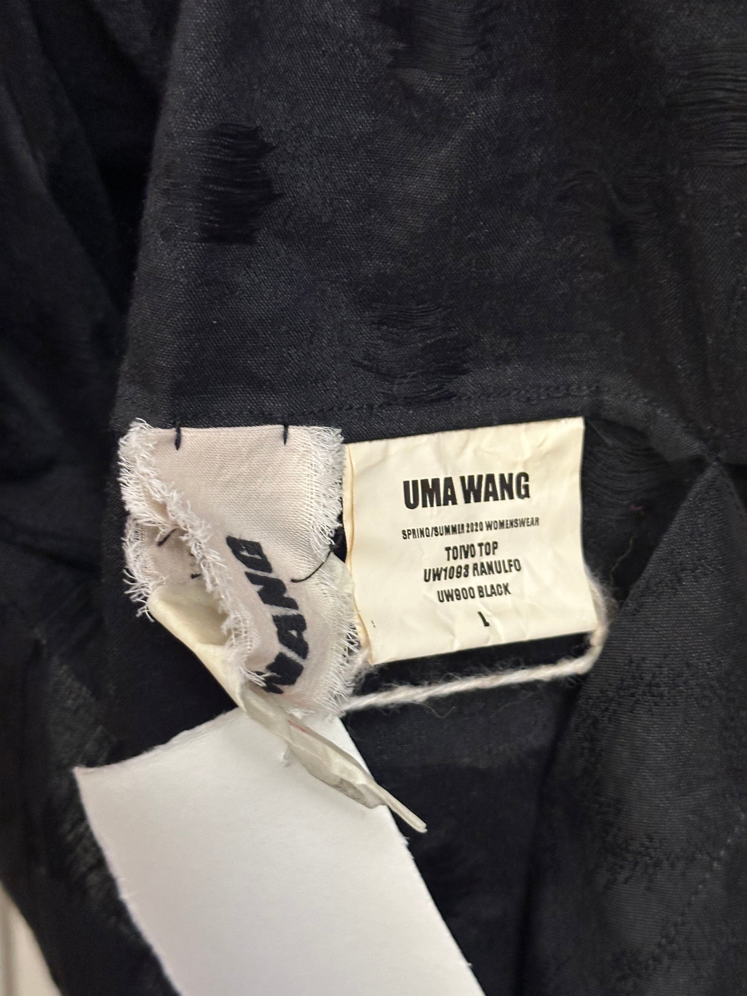 UMA WANG “TOIVO” Black Ruched Sleeve Top