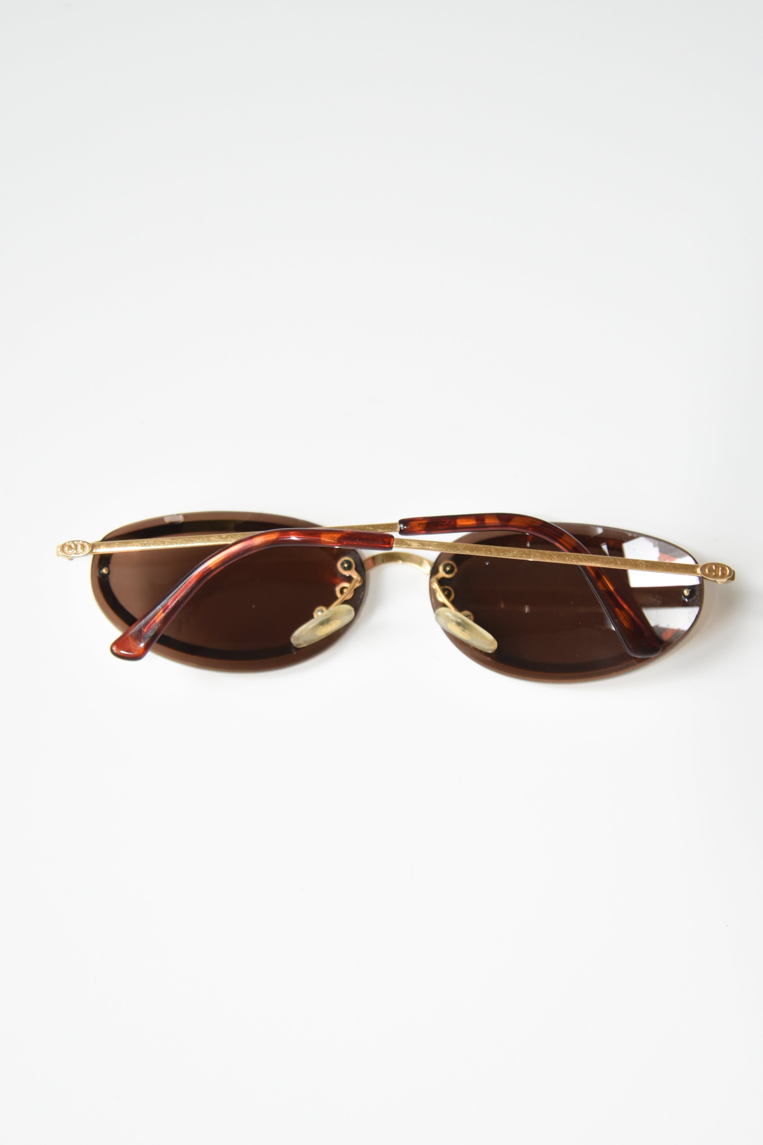 Christian Dior Oval Gold-Frame Sunglasses
