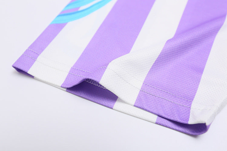 Y2K Cute Football Print Pink and Purple Mesh Breathable Short Sleeve T-shirt