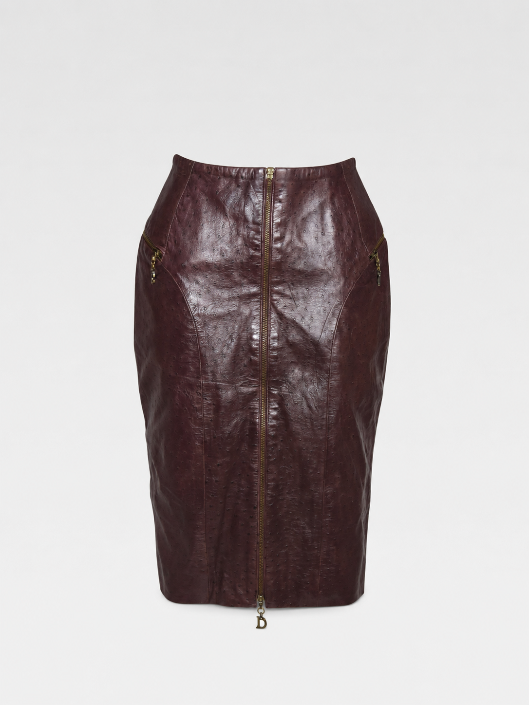 Christian Dior F/W 2000 Ostrich Leather Mid-Length Skirt