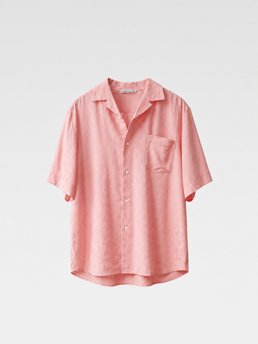 SAMUEL GUI YANG Pink Floral Jacquard Silk Shirt