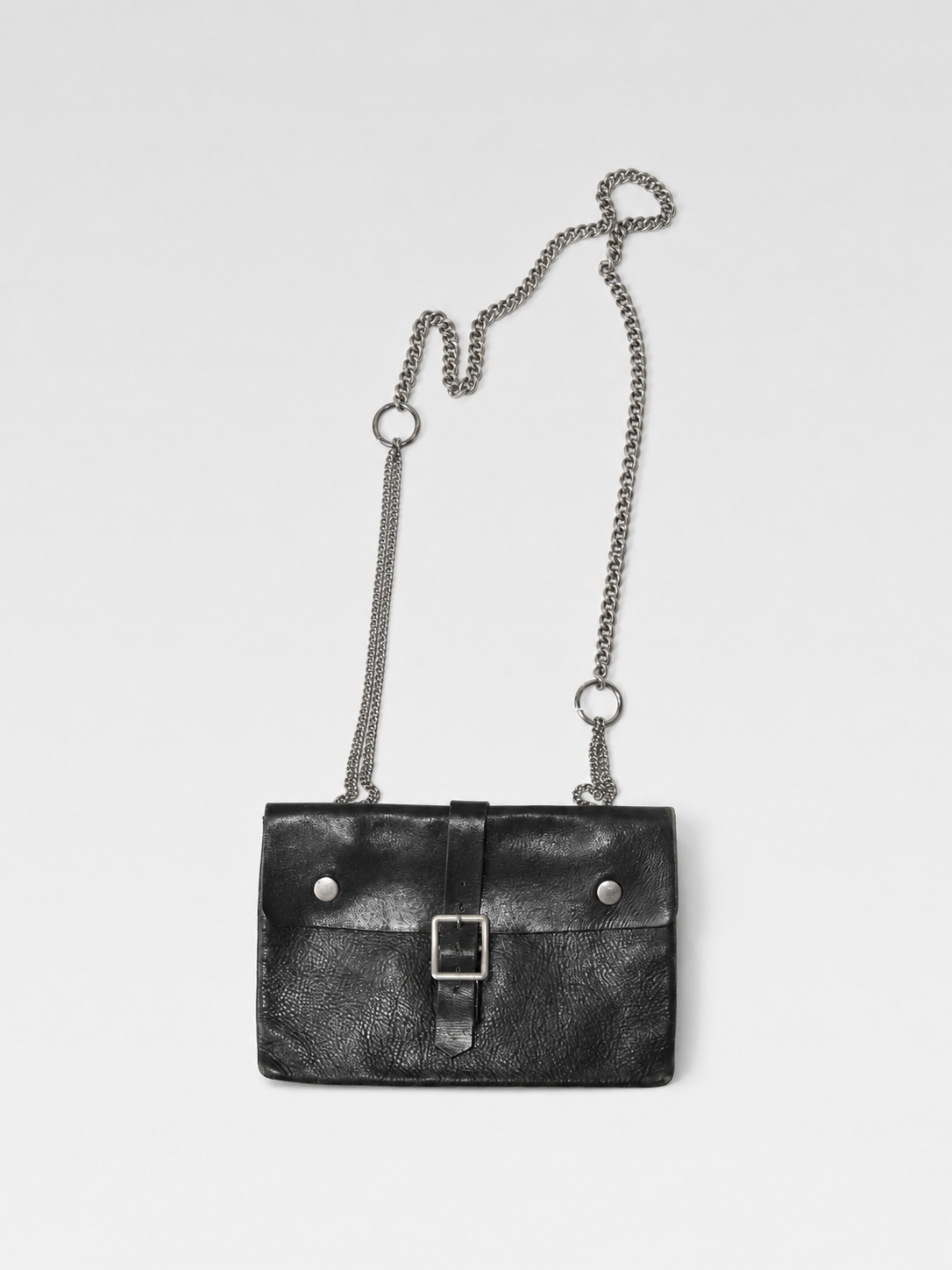 Comme des Garçons Black Leather Chain Buckle Shoulder Bag