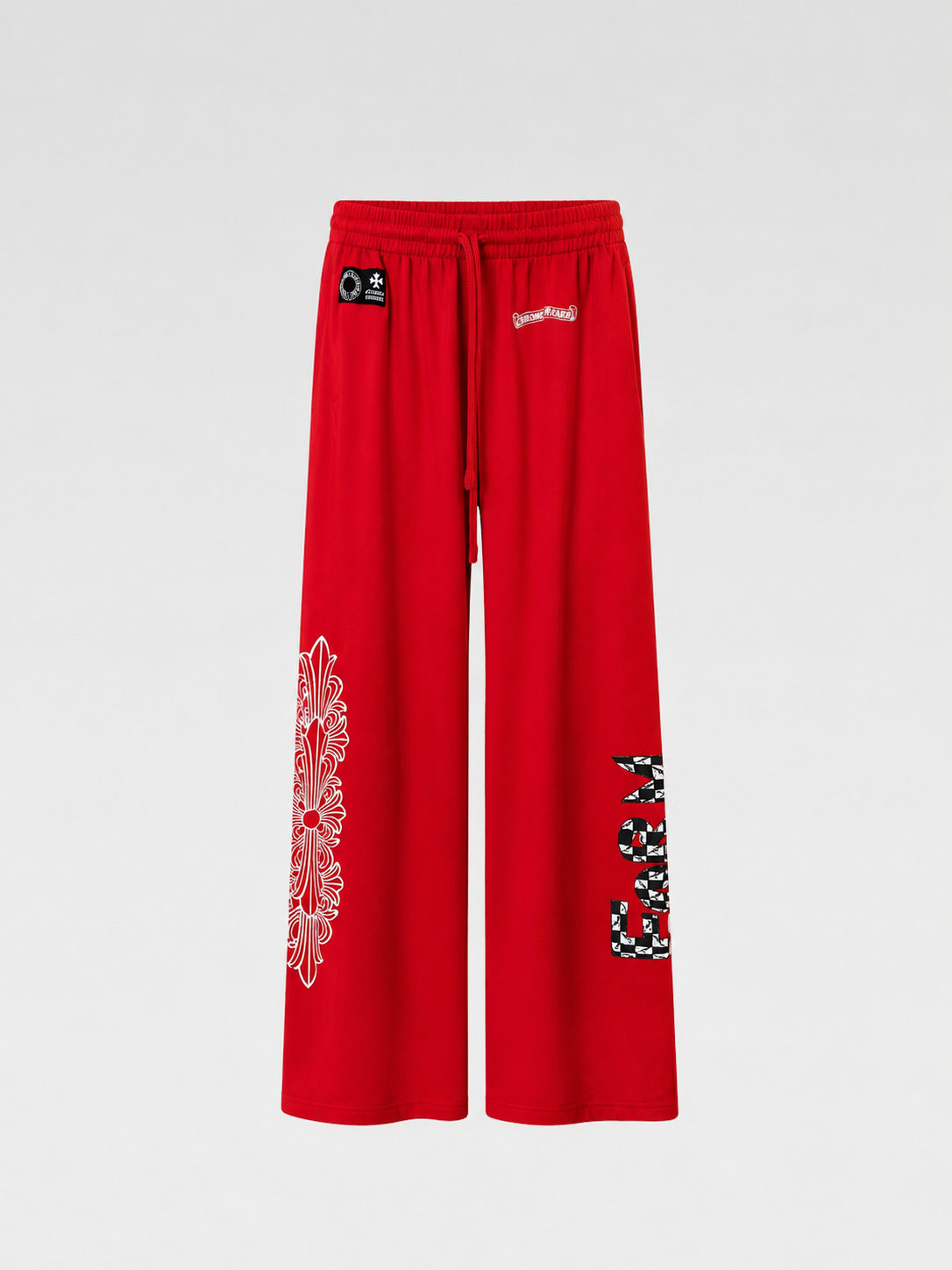 Chrome Hearts Red Mesh Track Pants with Cross Graphic & “Fuck” Motif
