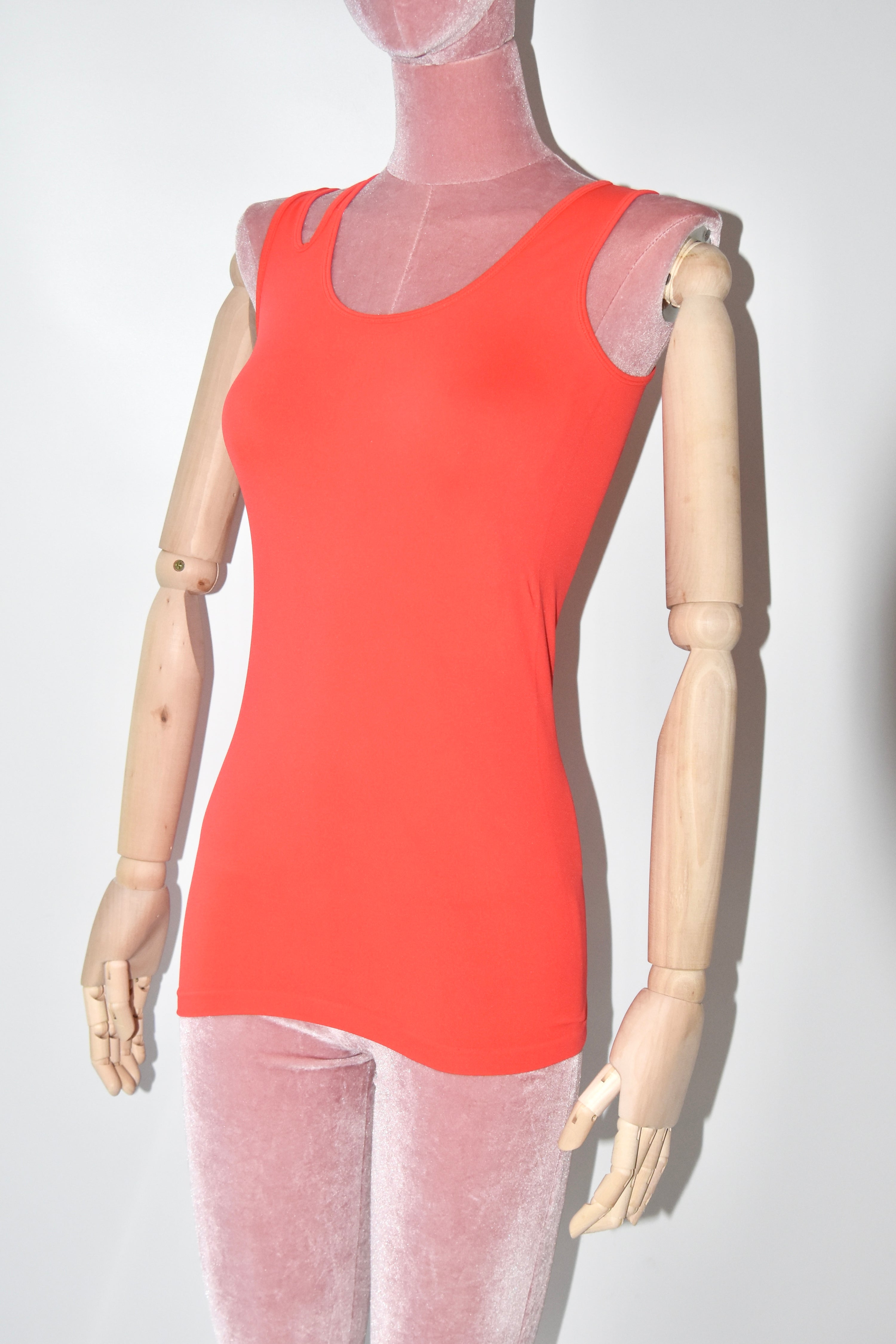 Helmut Lang Cut-Out Shoulder Tank Top in Fluorescent Coral – Women’s XS (Near New)