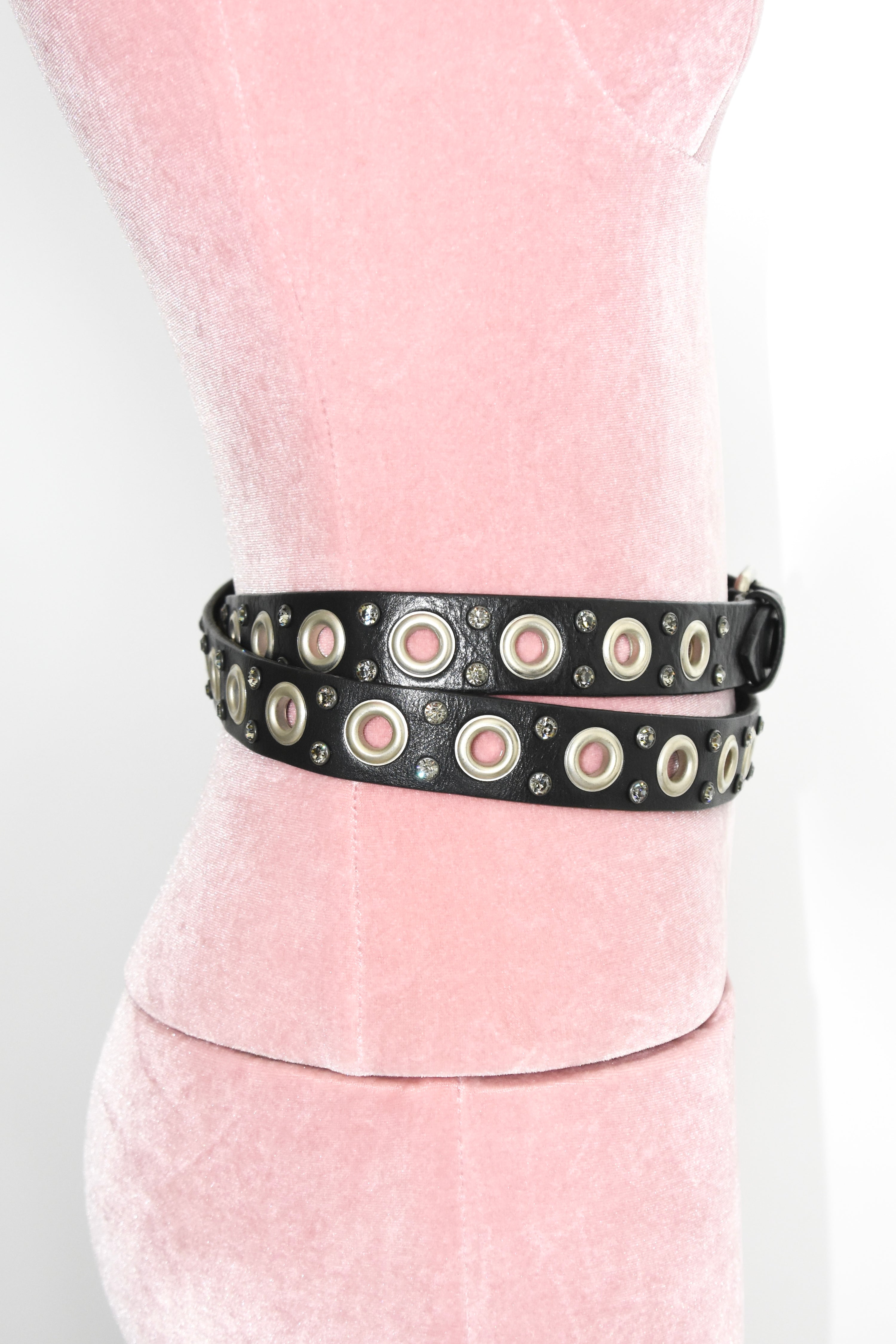 Vivienne Westwood Crystal Stud Double Wrap Leather Belt – Rare Vintage Punk Archive Piece