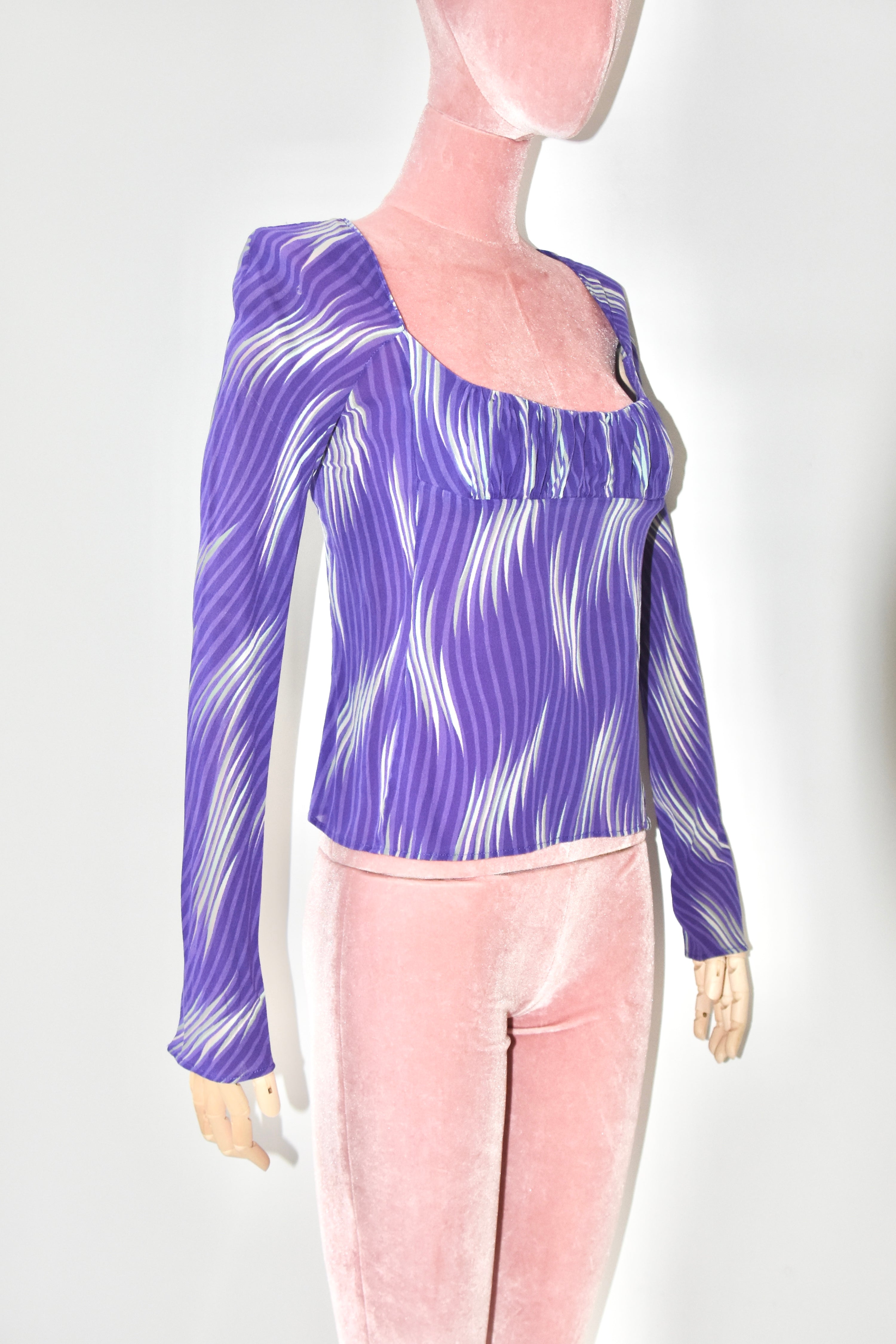 Gianni Versace Couture Archive Chiffon Wave Top