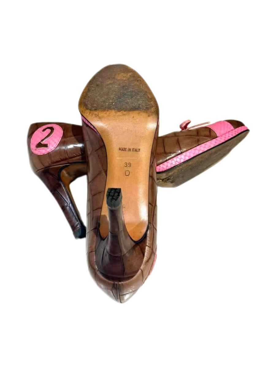 Christian Dior by John Galliano Pink & Brown Lace-Up Sporty Heels