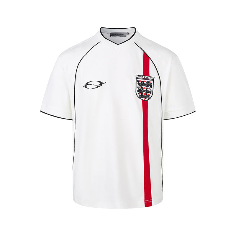 White and Black Trendy No.7 Beckham Print Football jersey loose short sleeve T-Shirt Top