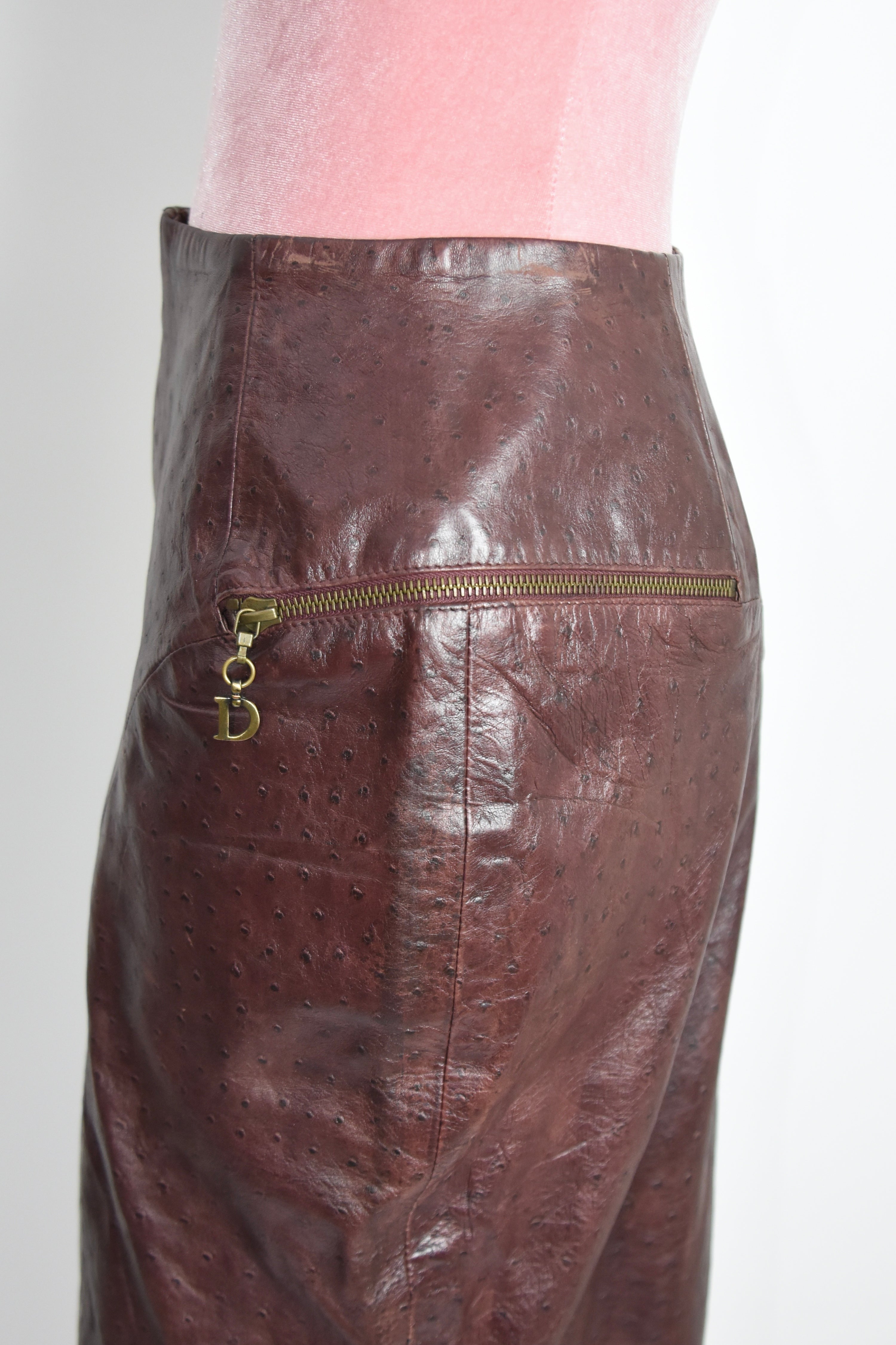 Christian Dior F/W 2000 Ostrich Leather Mid-Length Skirt