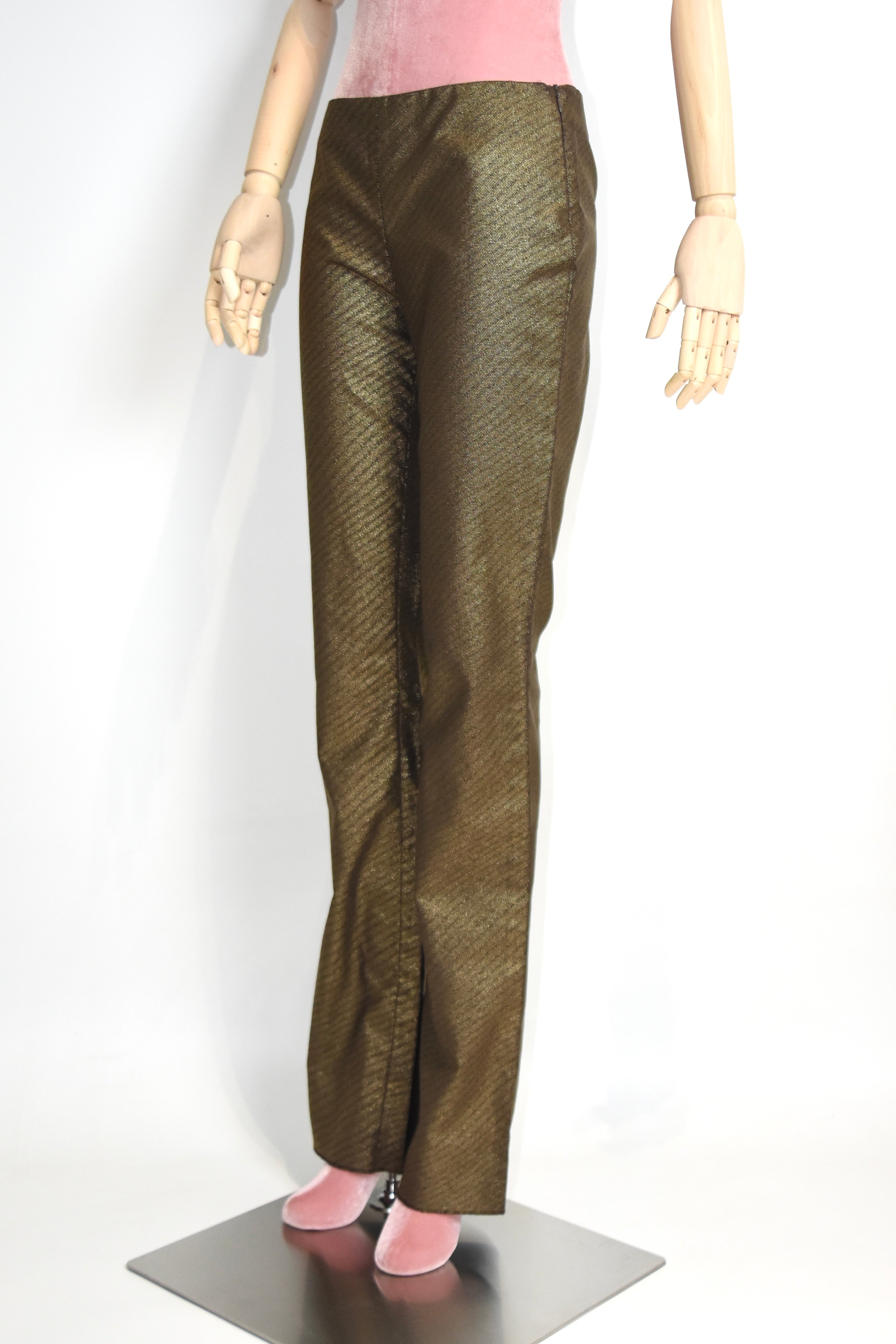 Versace Gold Metallic Straight-Leg Trousers