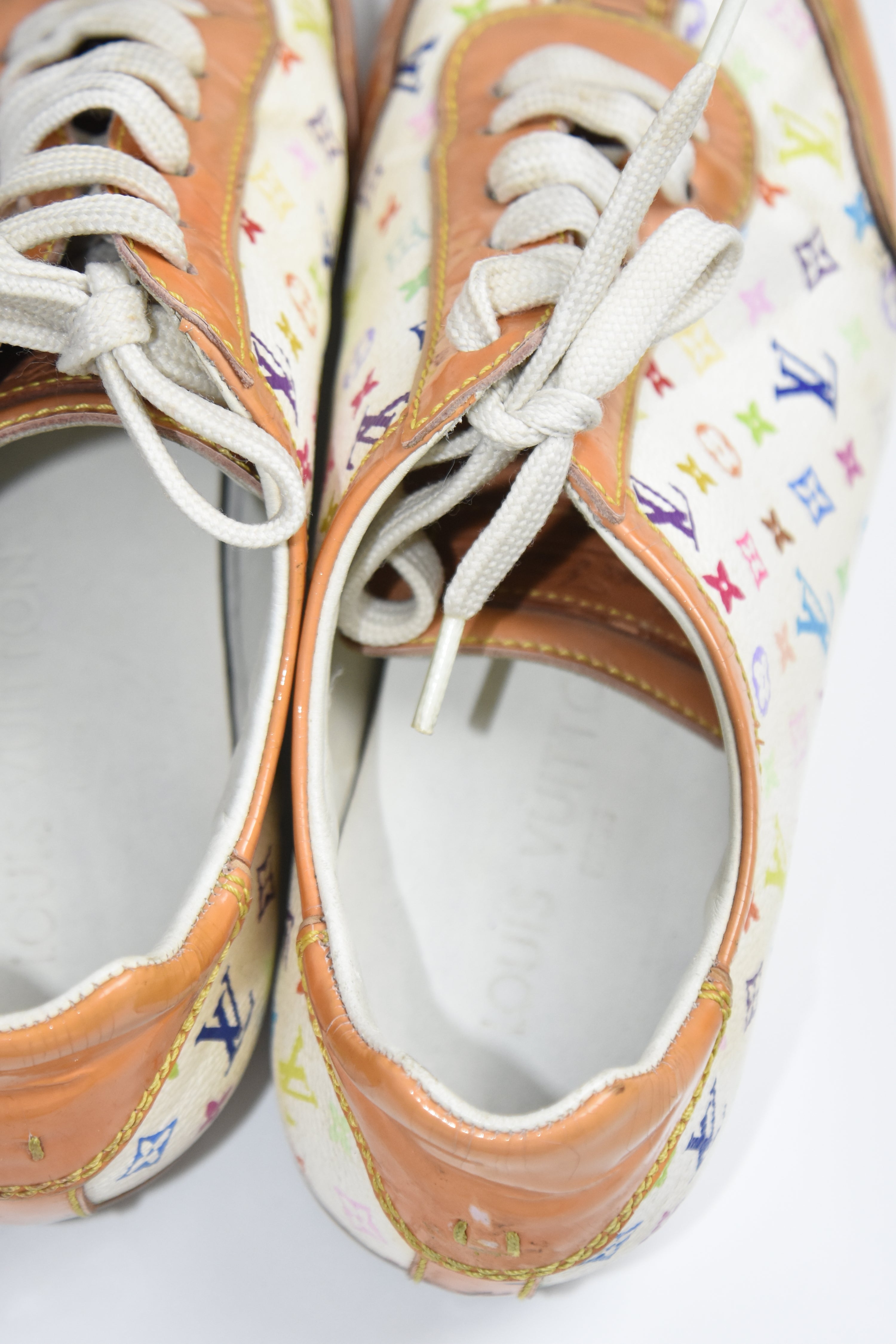 Louis Vuitton Monogram Multicolor Canvas & Patent Leather Lace-Up Sneakers (Y2K Takashi Murakami Era)