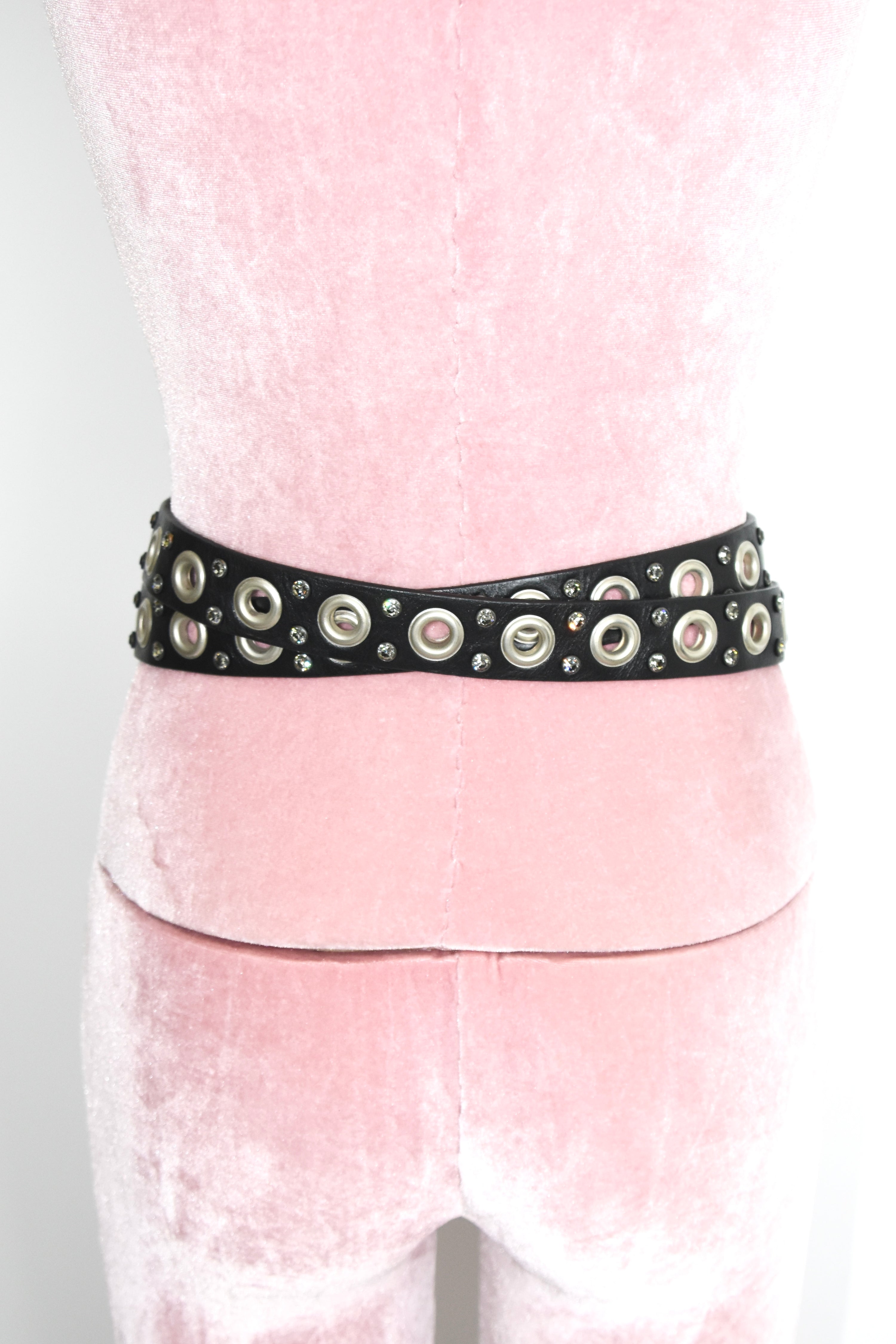 Vivienne Westwood Crystal Stud Double Wrap Leather Belt – Rare Vintage Punk Archive Piece